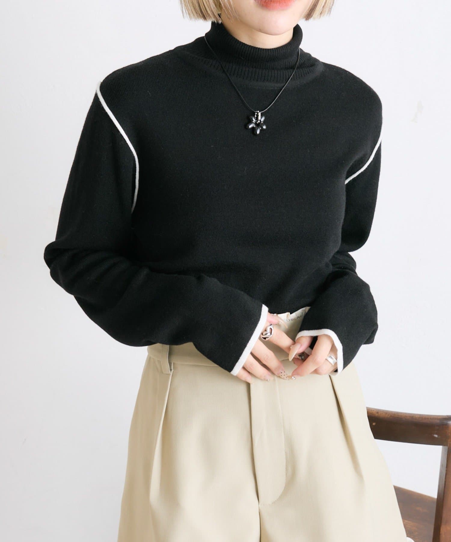 OUTLET(アウトレット) 【w closet】配色タートルニット