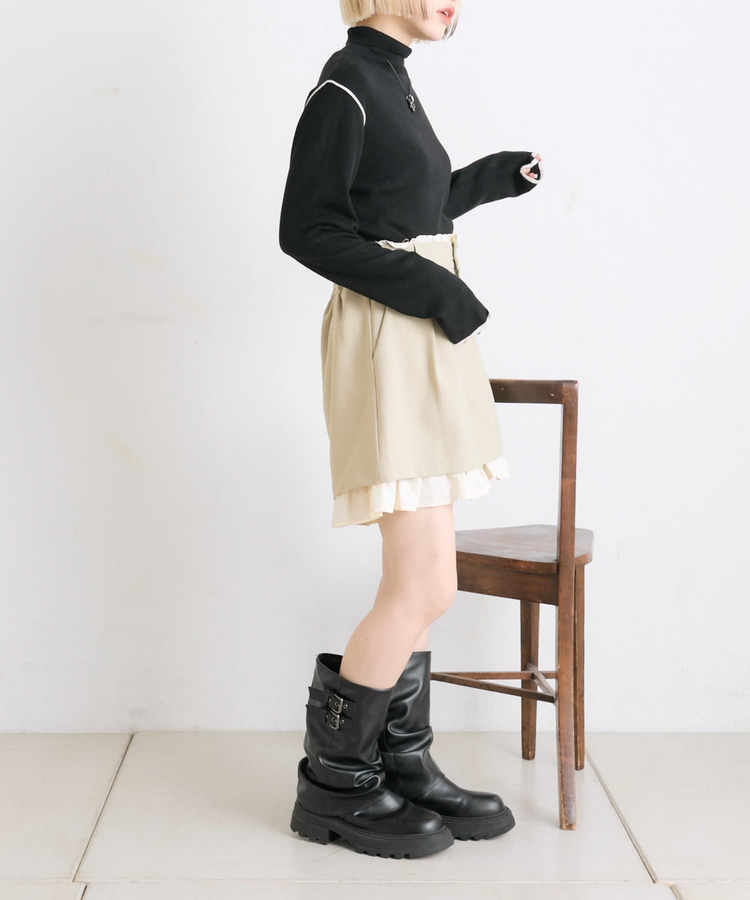 OUTLET(アウトレット) 【w closet】配色タートルニット