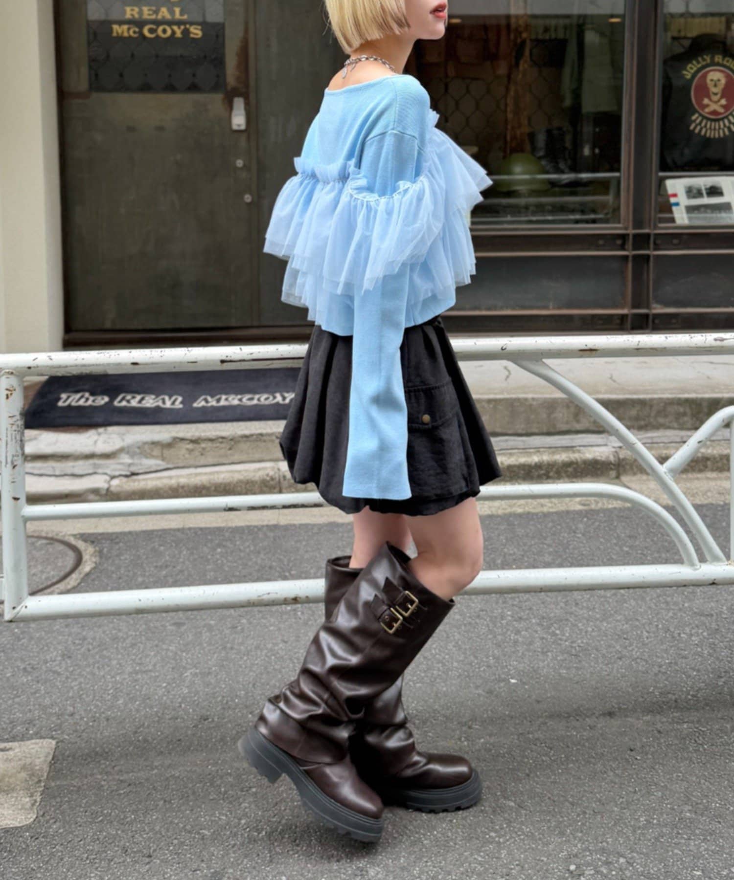 OUTLET(アウトレット) 【w closet】チュールフリルニット