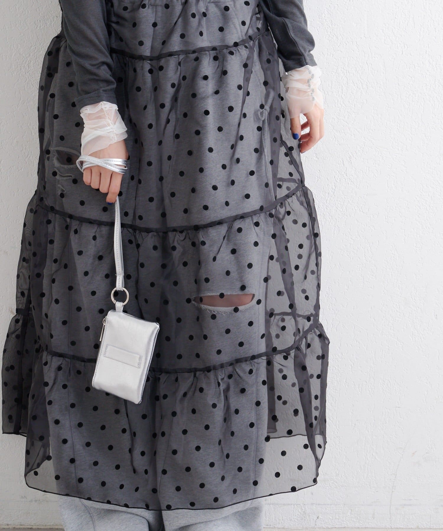 OUTLET(アウトレット) 【w closet】オーガンジーキャミワンピース