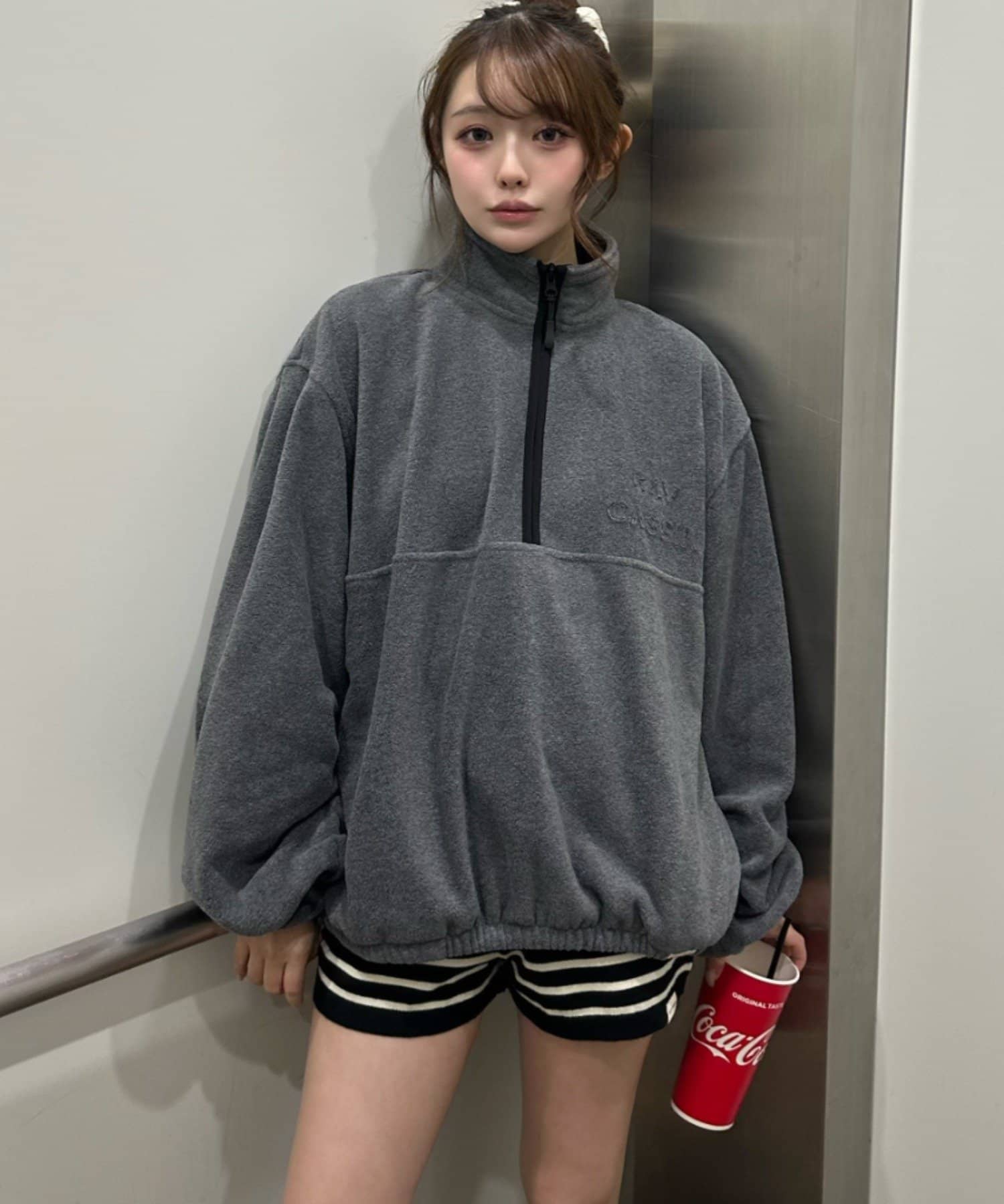 OUTLET(アウトレット) 【RAY CASSIN】ハーフジップ胸刺繍フリース