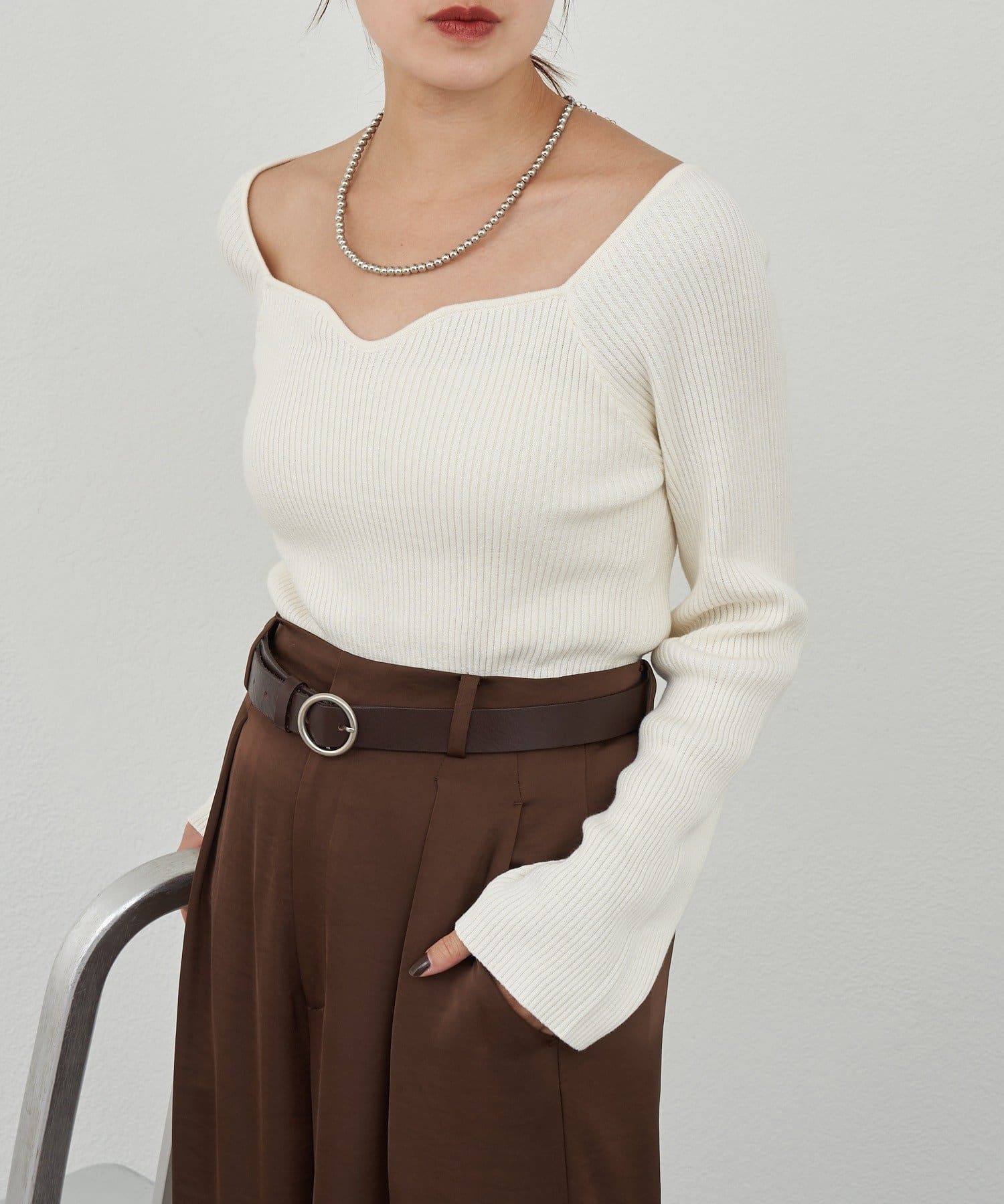 OUTLET(アウトレット) 【SHENERY】デコルテデザインネックニット