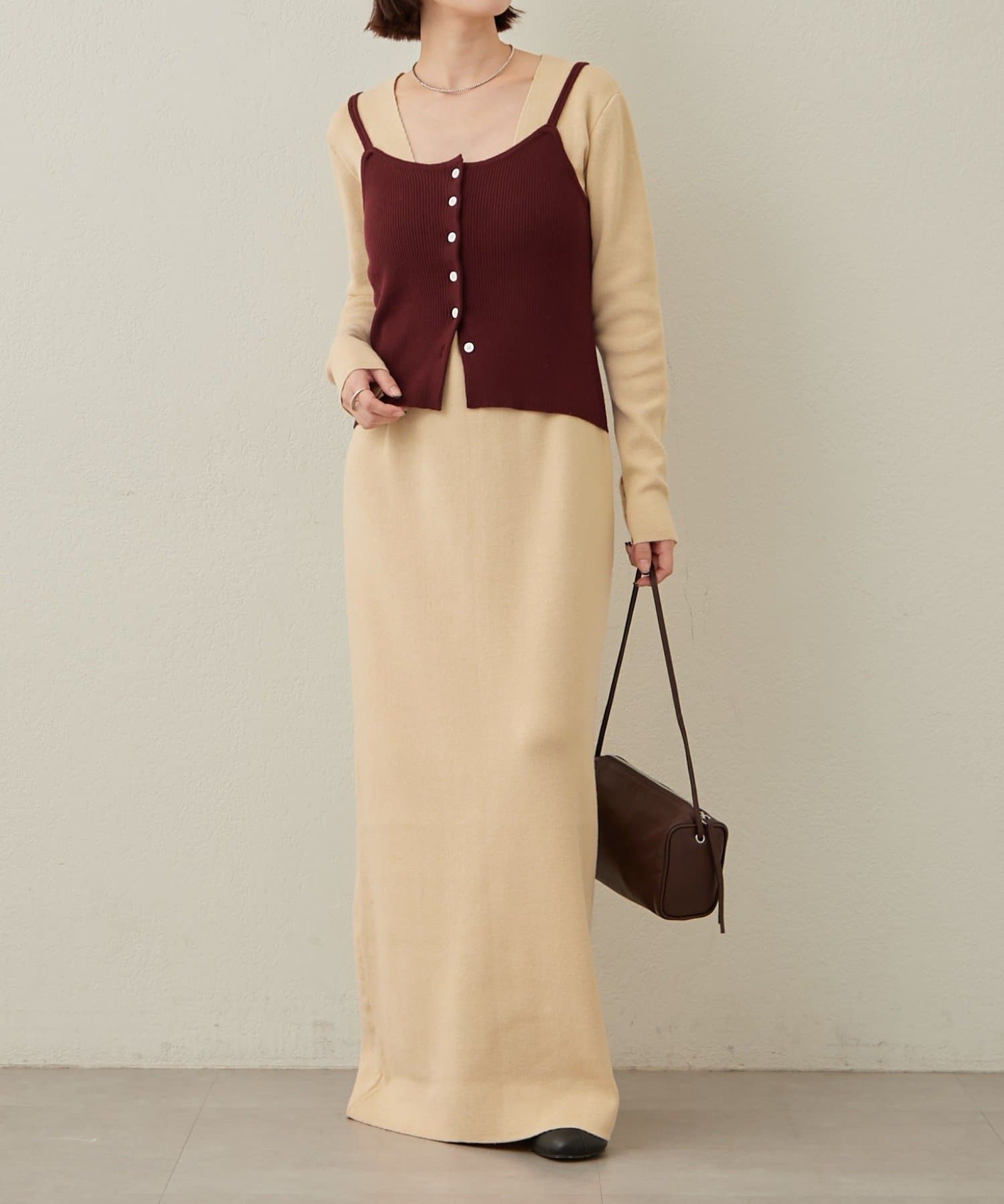 OUTLET(アウトレット) 【Omekashi】ニットワンピビスチェセット