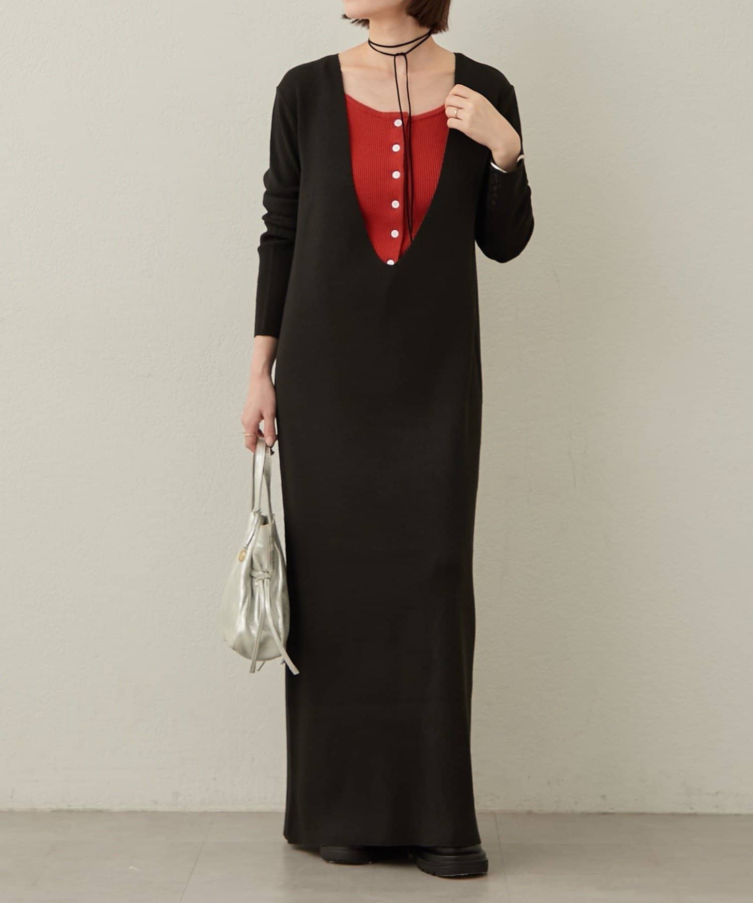 OUTLET(アウトレット) 【Omekashi】ニットワンピビスチェセット