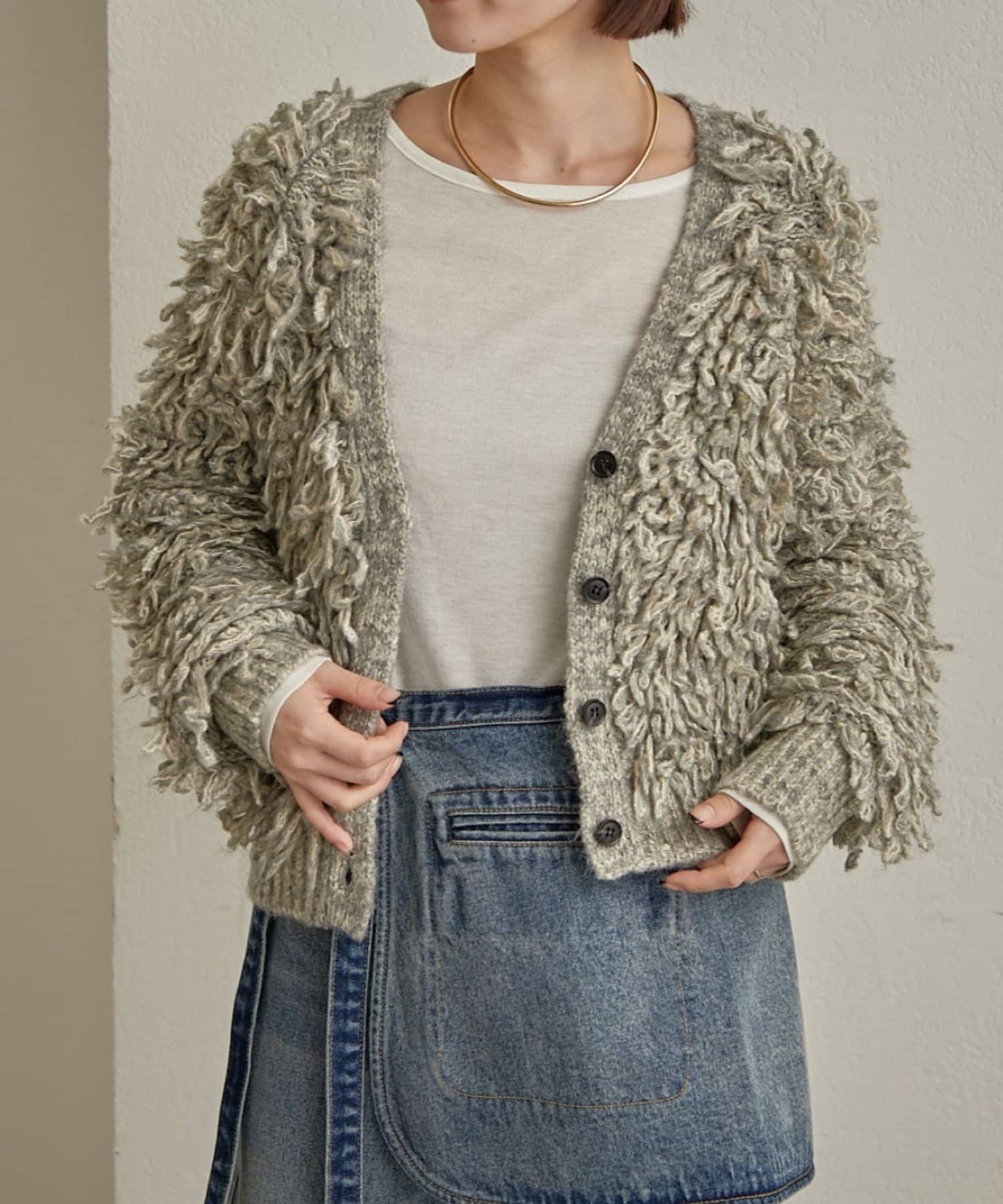 OUTLET(アウトレット) 【Omekashi】フリンジニットカーデ