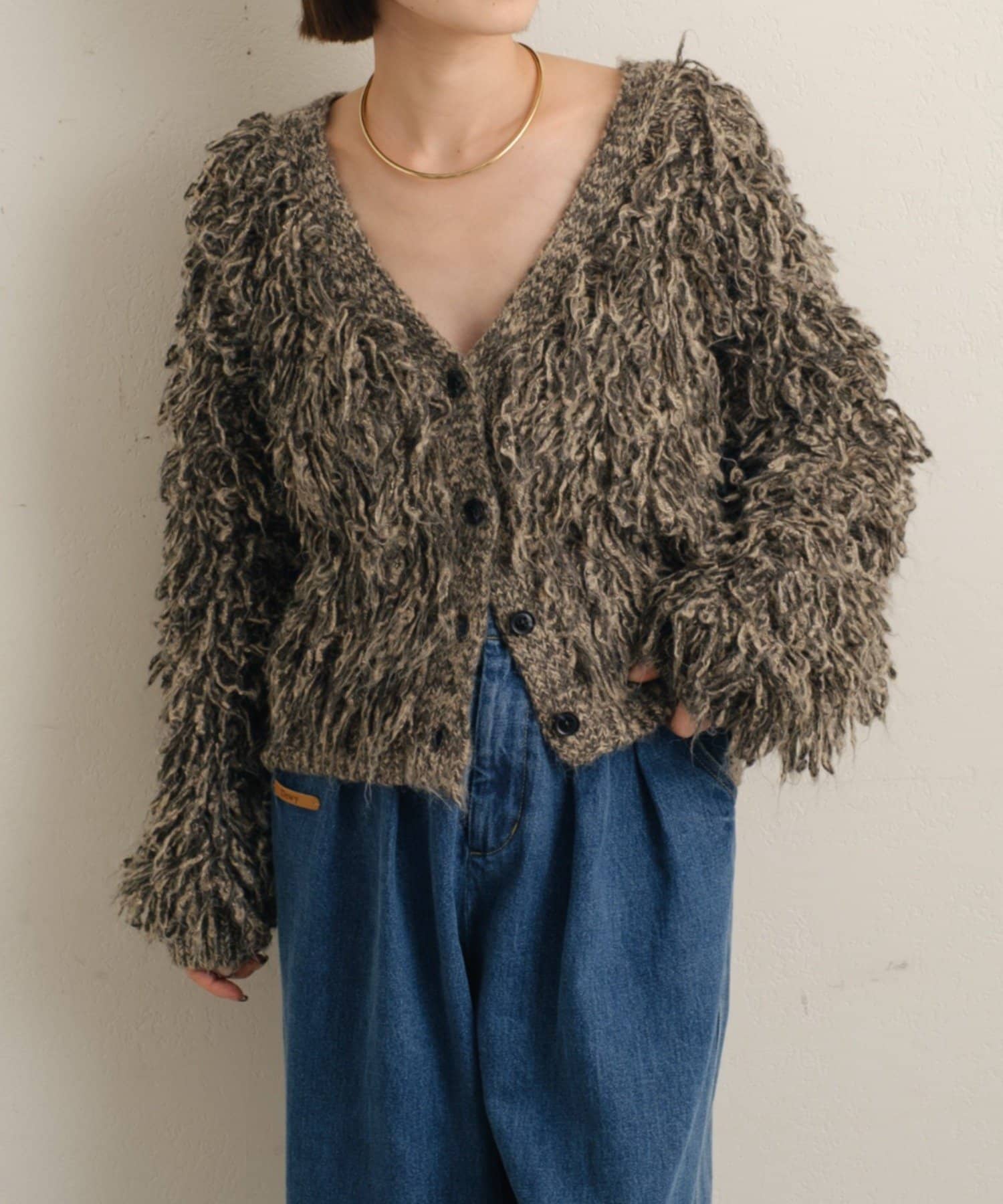 OUTLET(アウトレット) 【Omekashi】フリンジニットカーデ