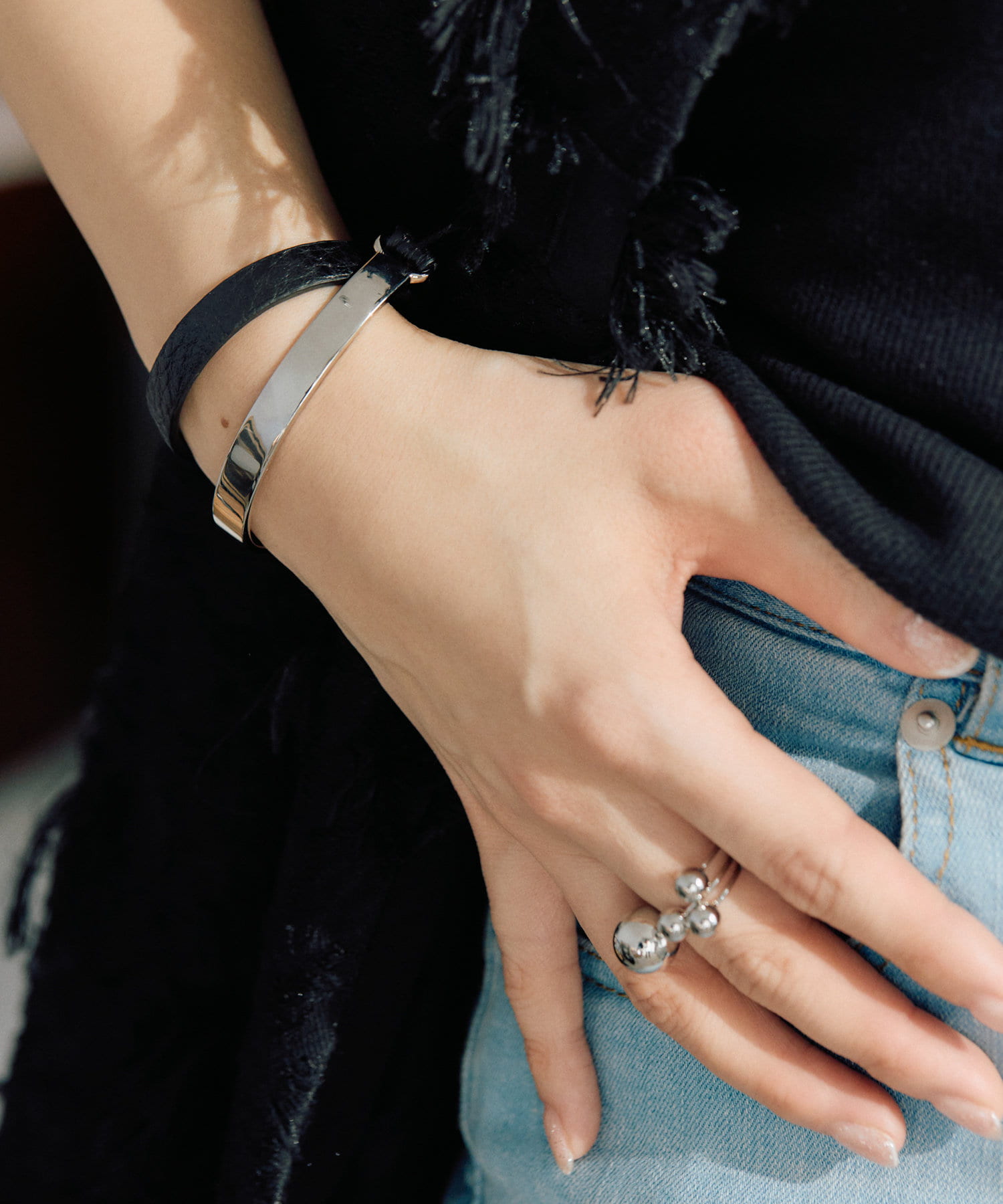 OUTLET(アウトレット) 【ear PAPILLONNER】ダブルラップレザーブレスレット