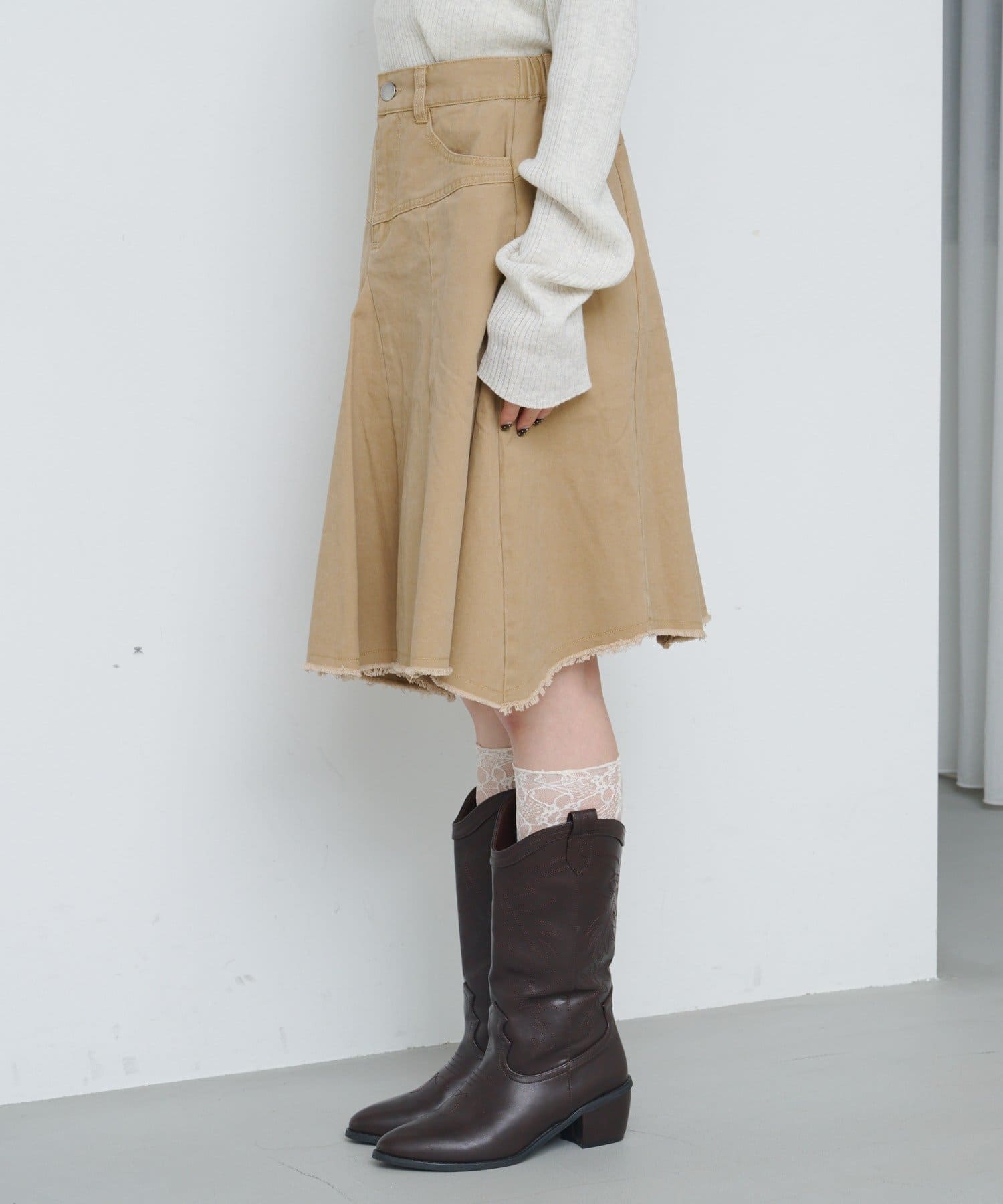 OUTLET(アウトレット) 【Kastane】ダメージアシメミドルスカート