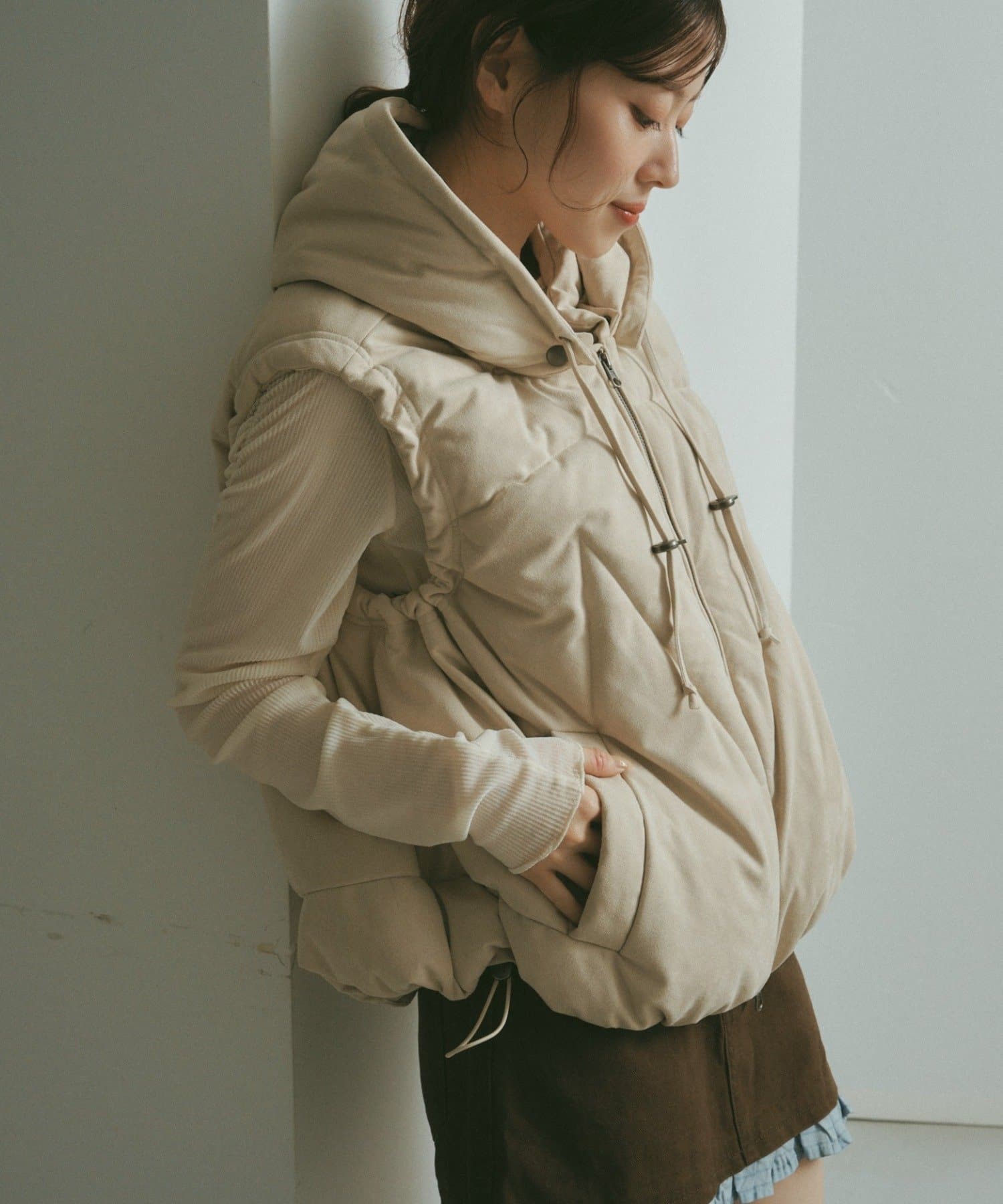 OUTLET(アウトレット) 【Kastane】フェイクスウェード中綿ベスト