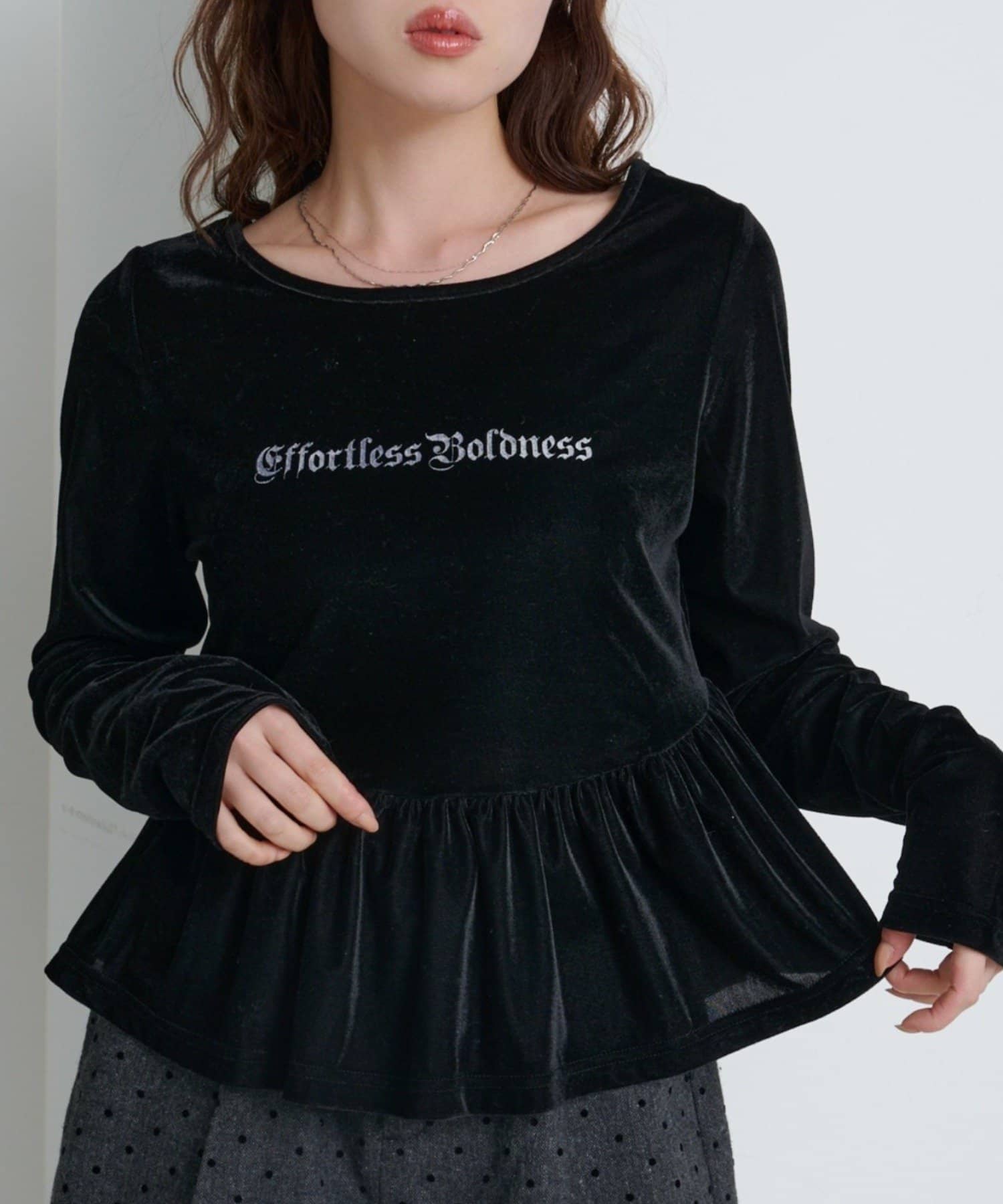 OUTLET(アウトレット) 【Kastane】ロゴペプラムベロアトップス