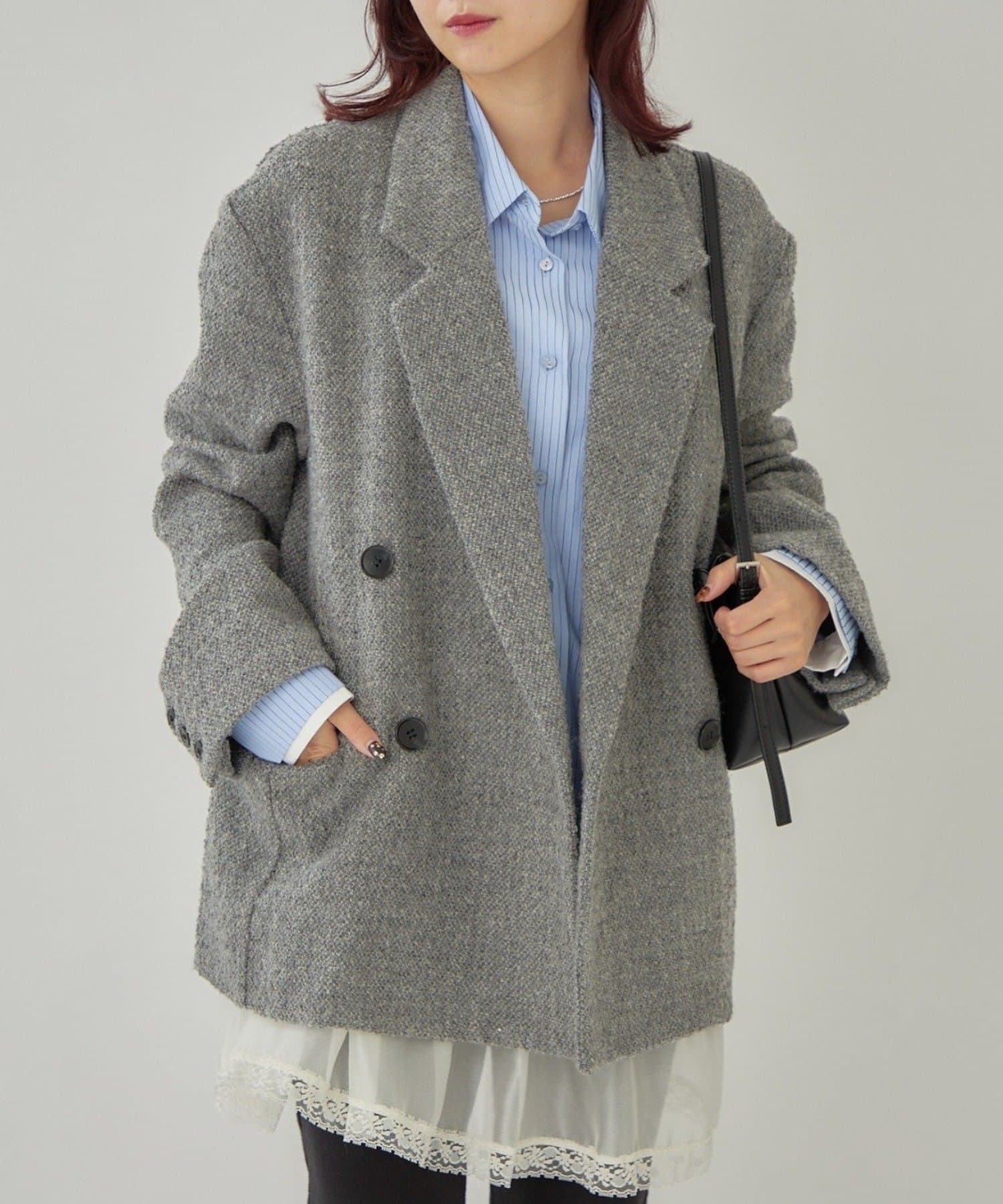 OUTLET(アウトレット) 【mystic】ツイードBIGジャケット