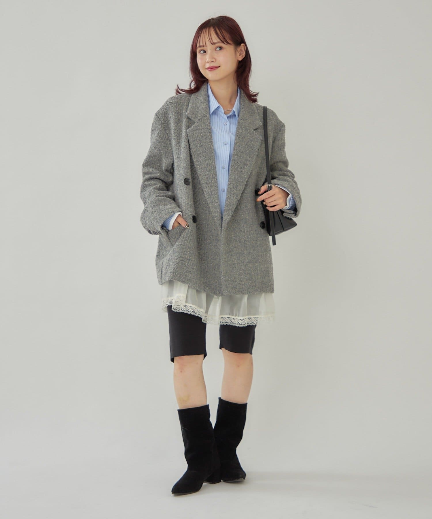 OUTLET(アウトレット) 【mystic】ツイードBIGジャケット