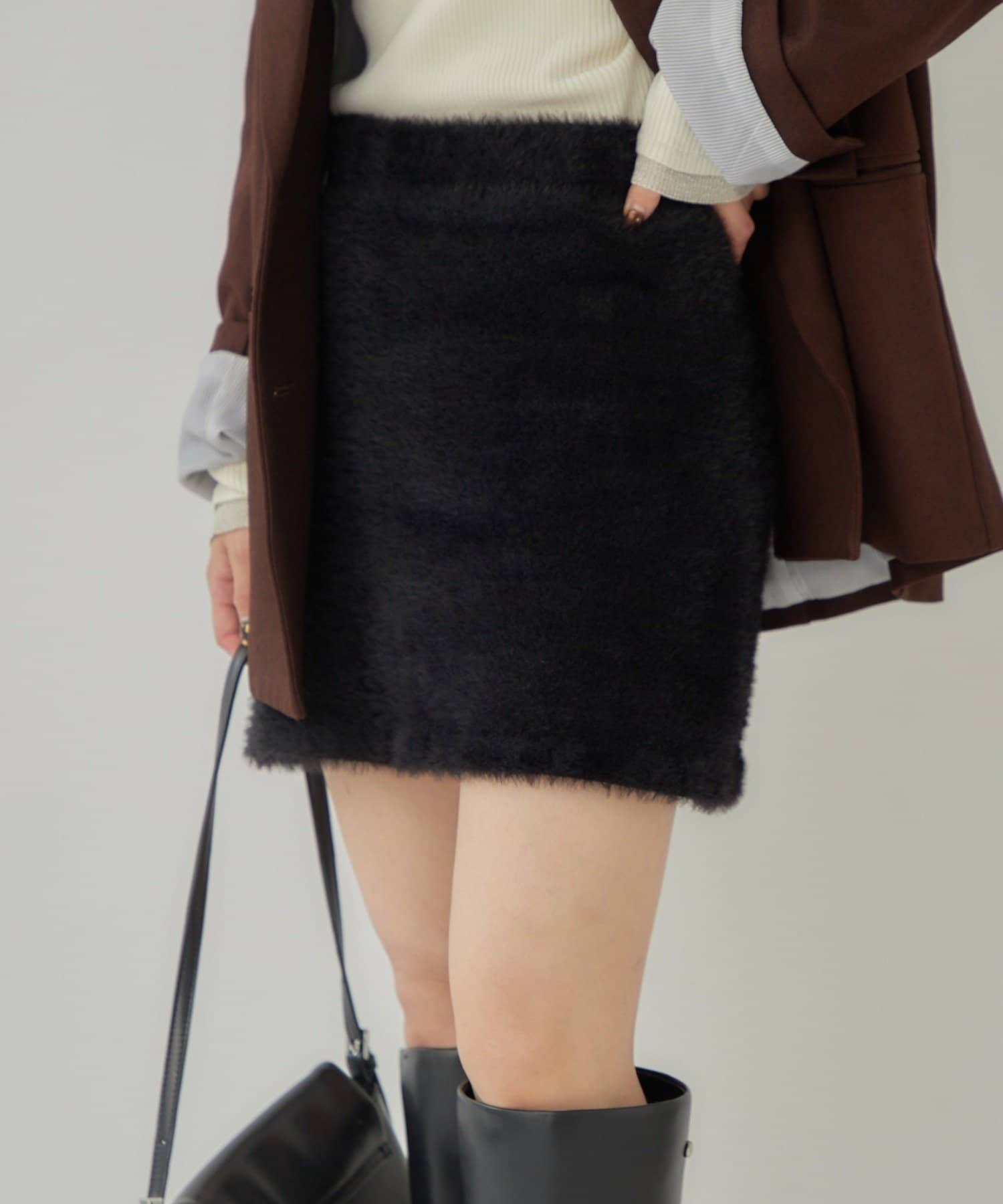 OUTLET(アウトレット) 【mystic】シャギーミニスカート