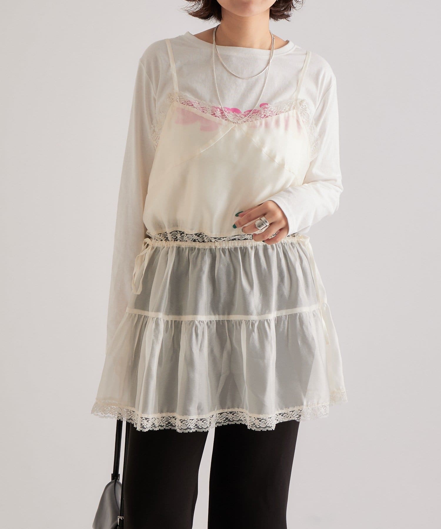 OUTLET(アウトレット) 【mystic】シアーレースキャミチュニック