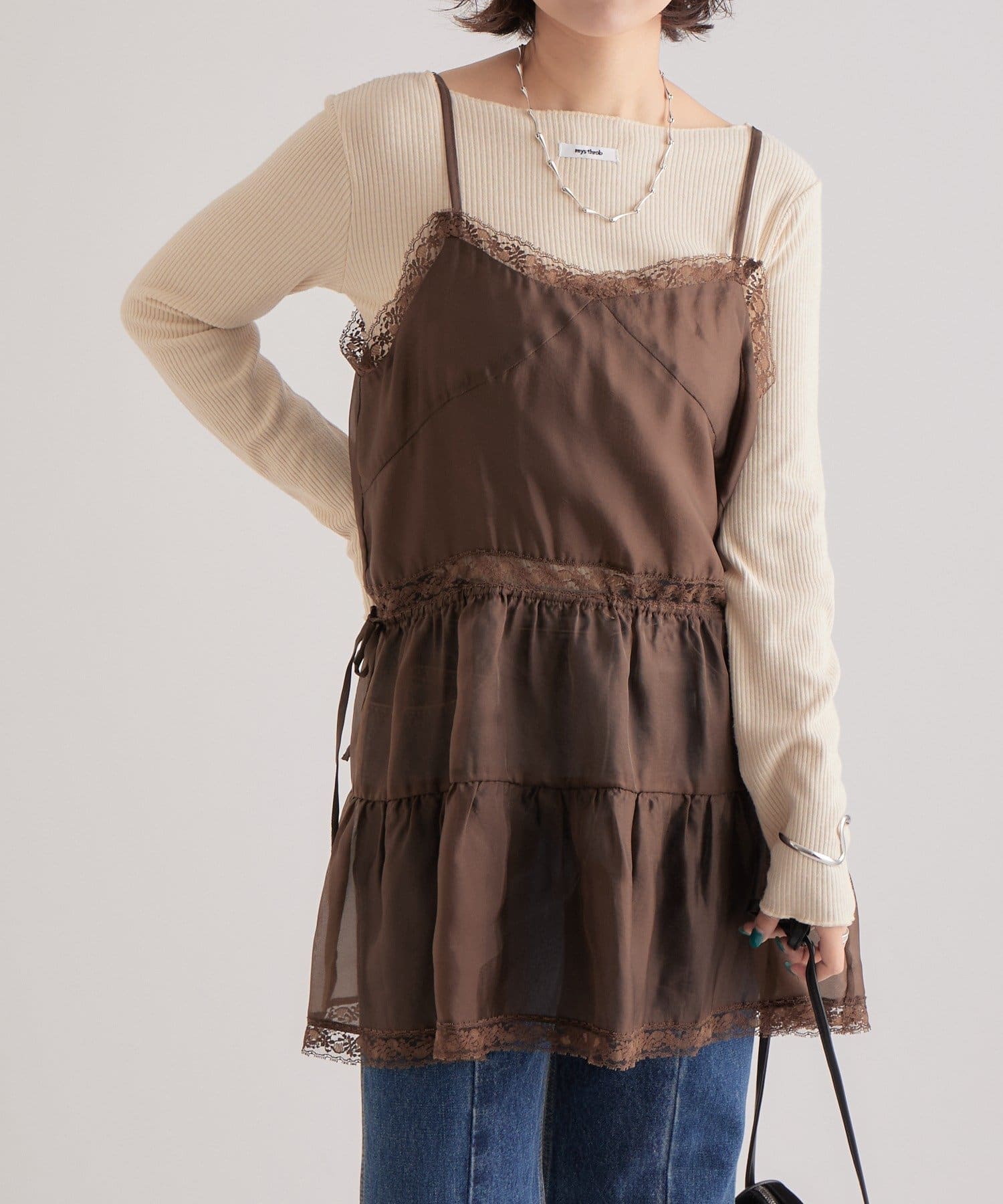 OUTLET(アウトレット) 【mystic】シアーレースキャミチュニック