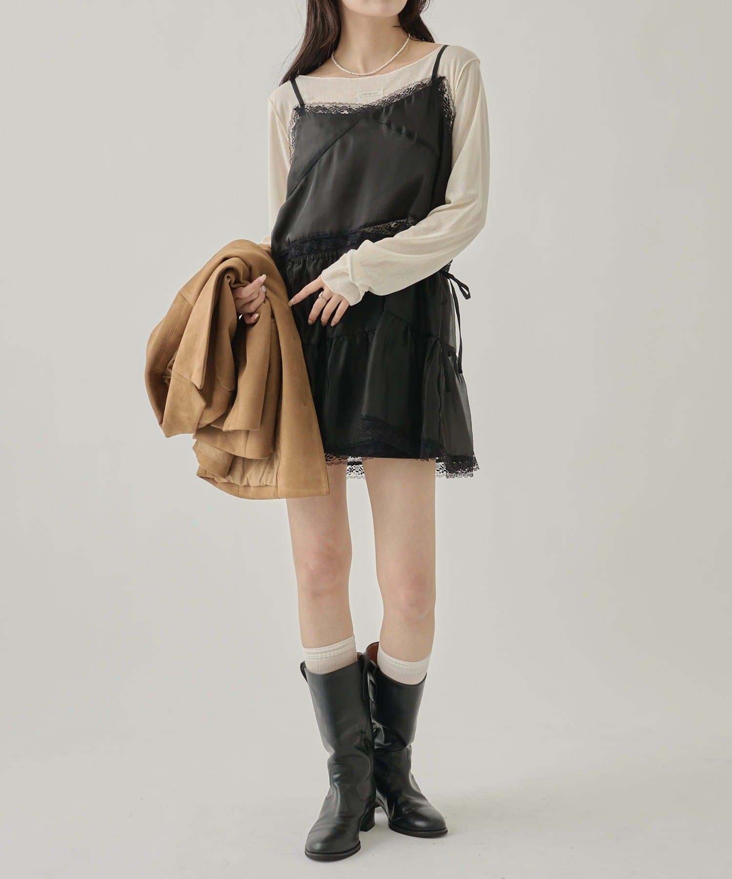 OUTLET(アウトレット) 【mystic】シアーレースキャミチュニック