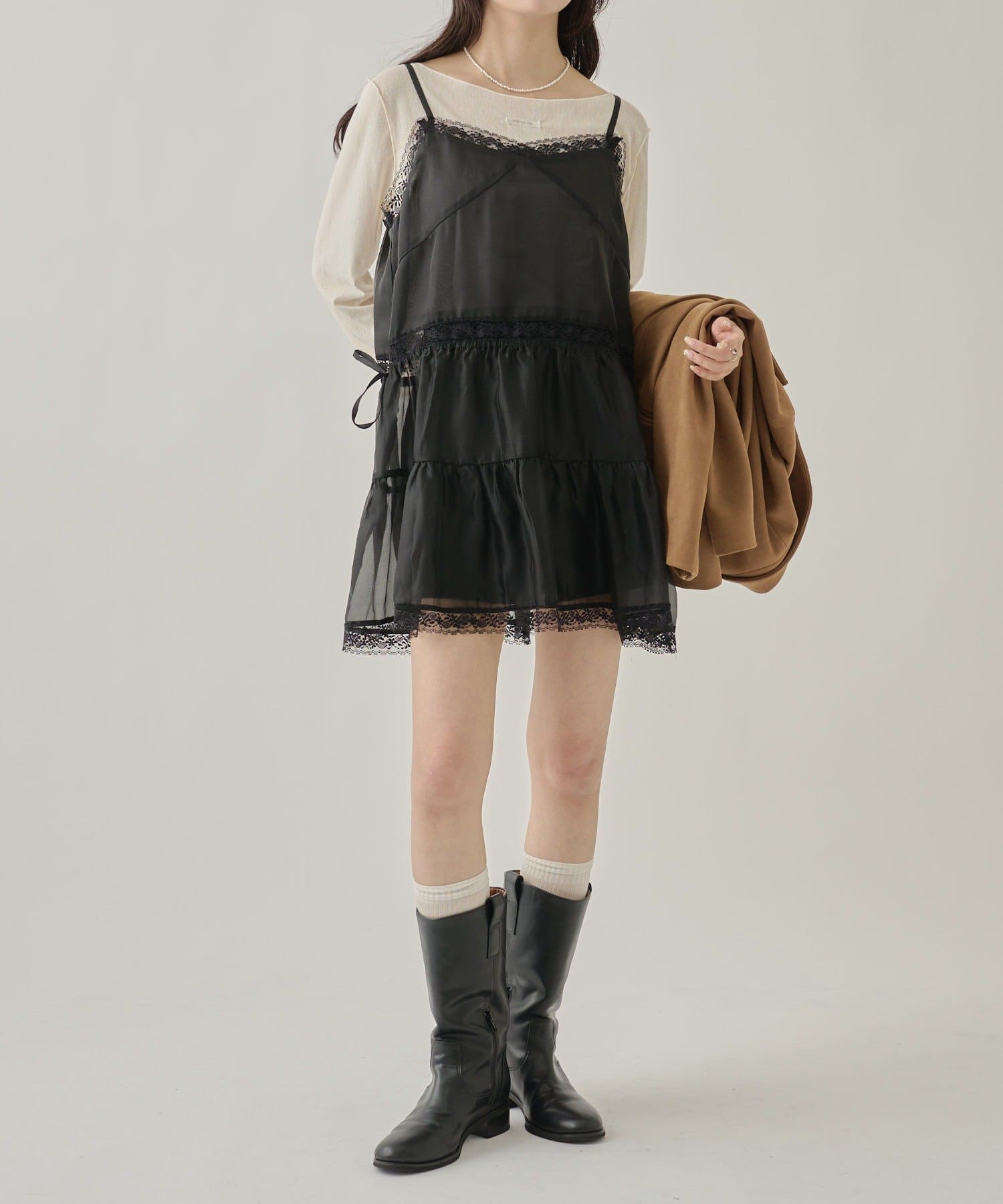 OUTLET(アウトレット) 【mystic】シアーレースキャミチュニック