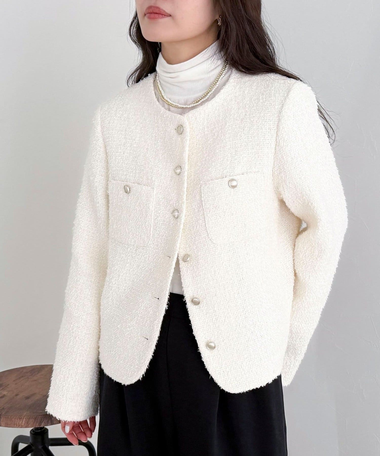 FREDY & GLOSTER(フレディ アンド グロスター) ノーカラーツィードジャケット