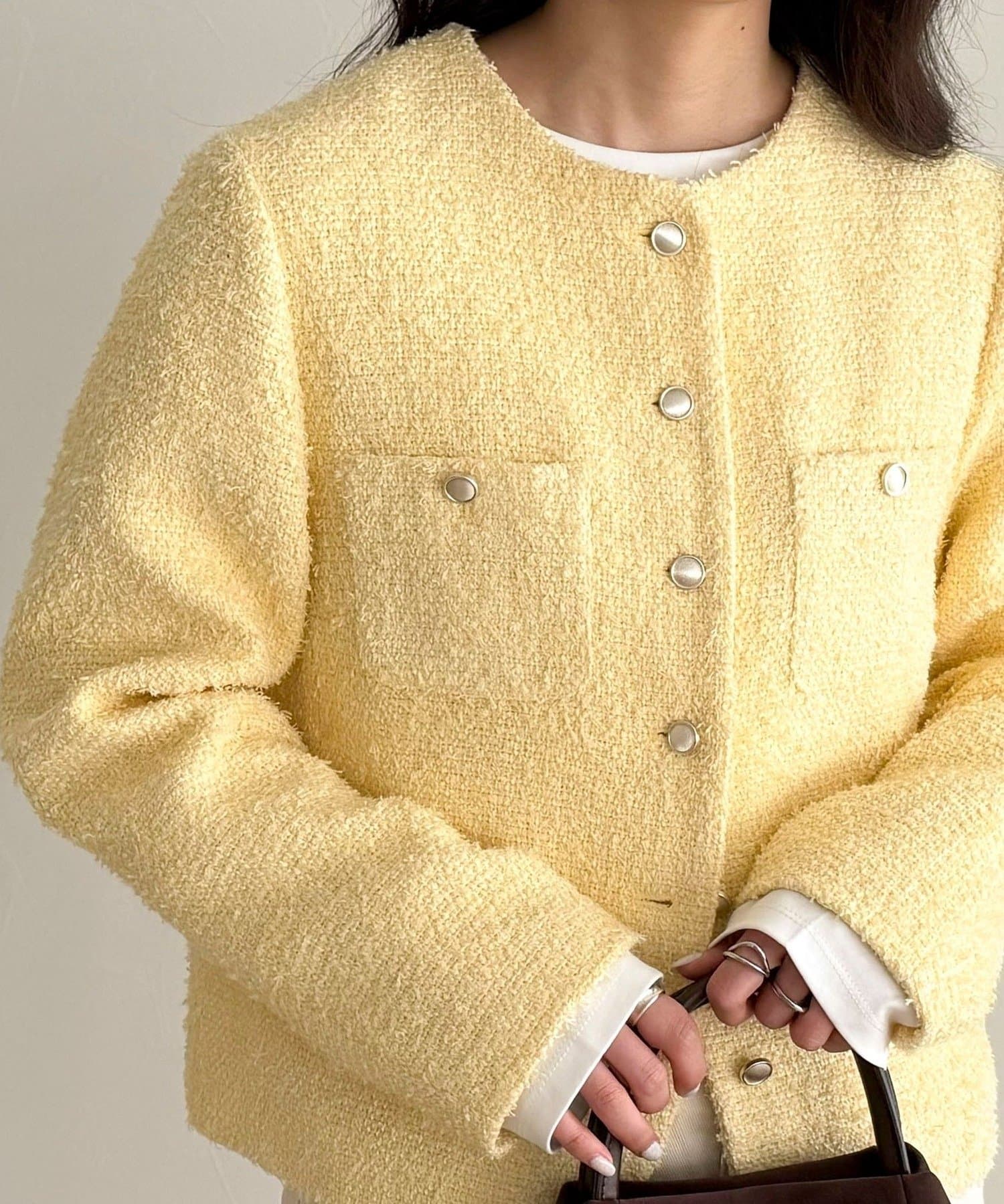 FREDY & GLOSTER(フレディ アンド グロスター) ノーカラーツィードジャケット