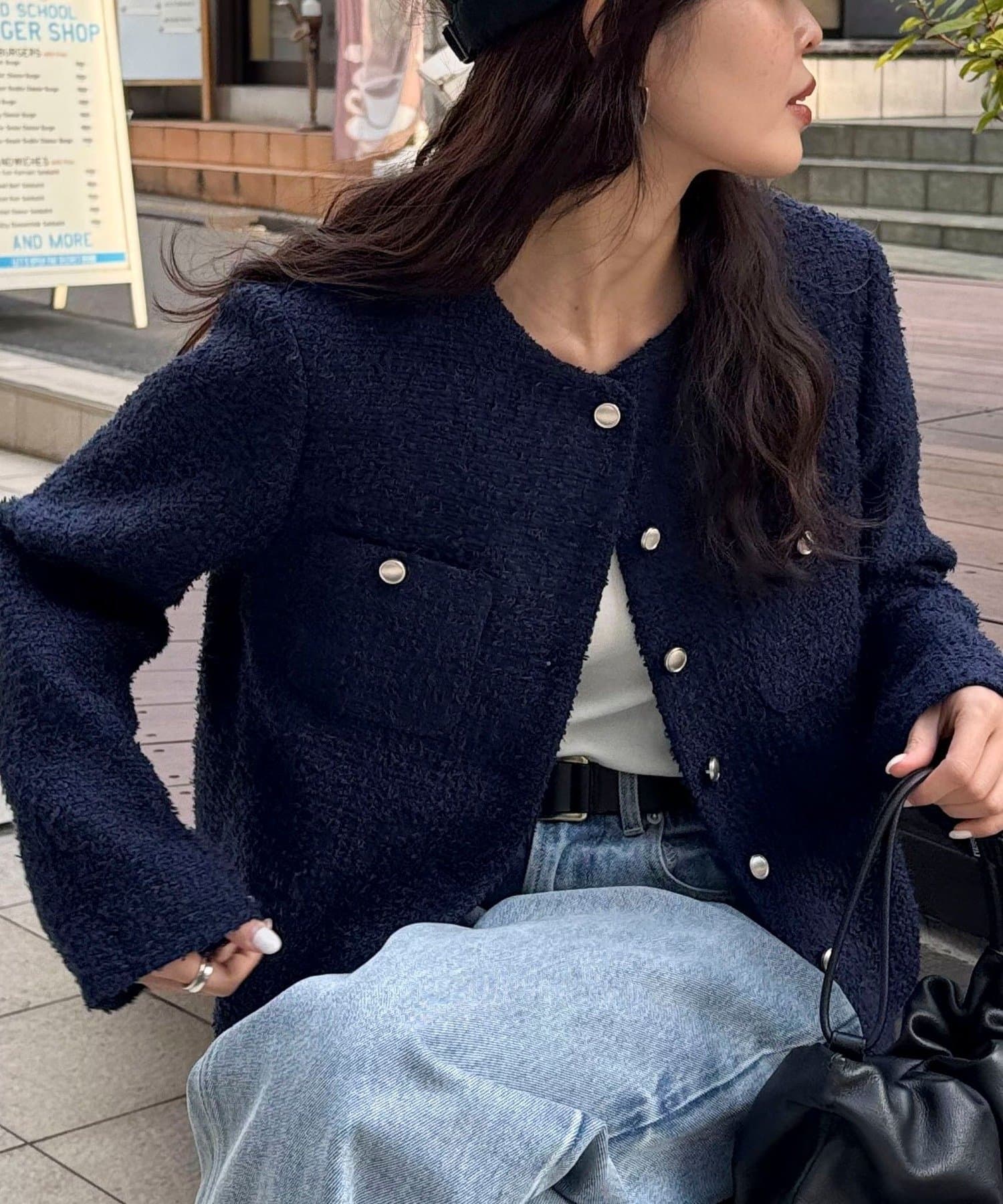 FREDY & GLOSTER(フレディ アンド グロスター) ノーカラーツィードジャケット