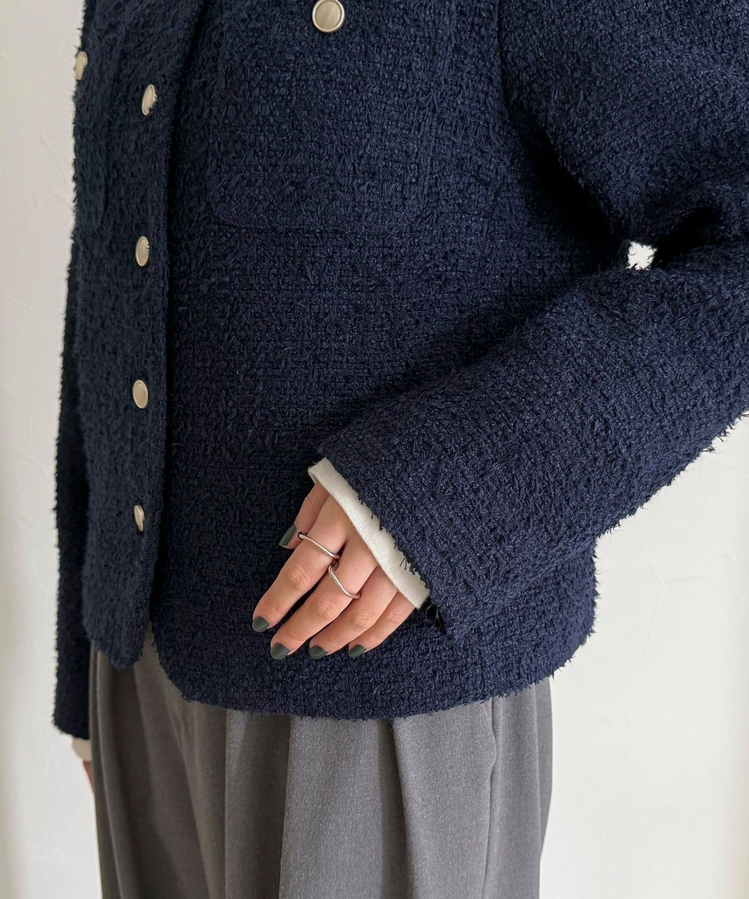 FREDY & GLOSTER(フレディ アンド グロスター) ノーカラーツィードジャケット