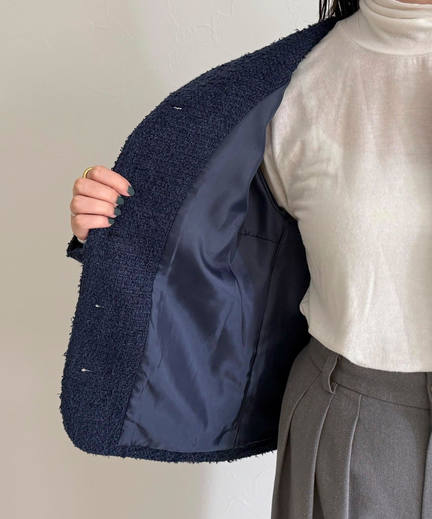 FREDY & GLOSTER(フレディ アンド グロスター) ノーカラーツィードジャケット