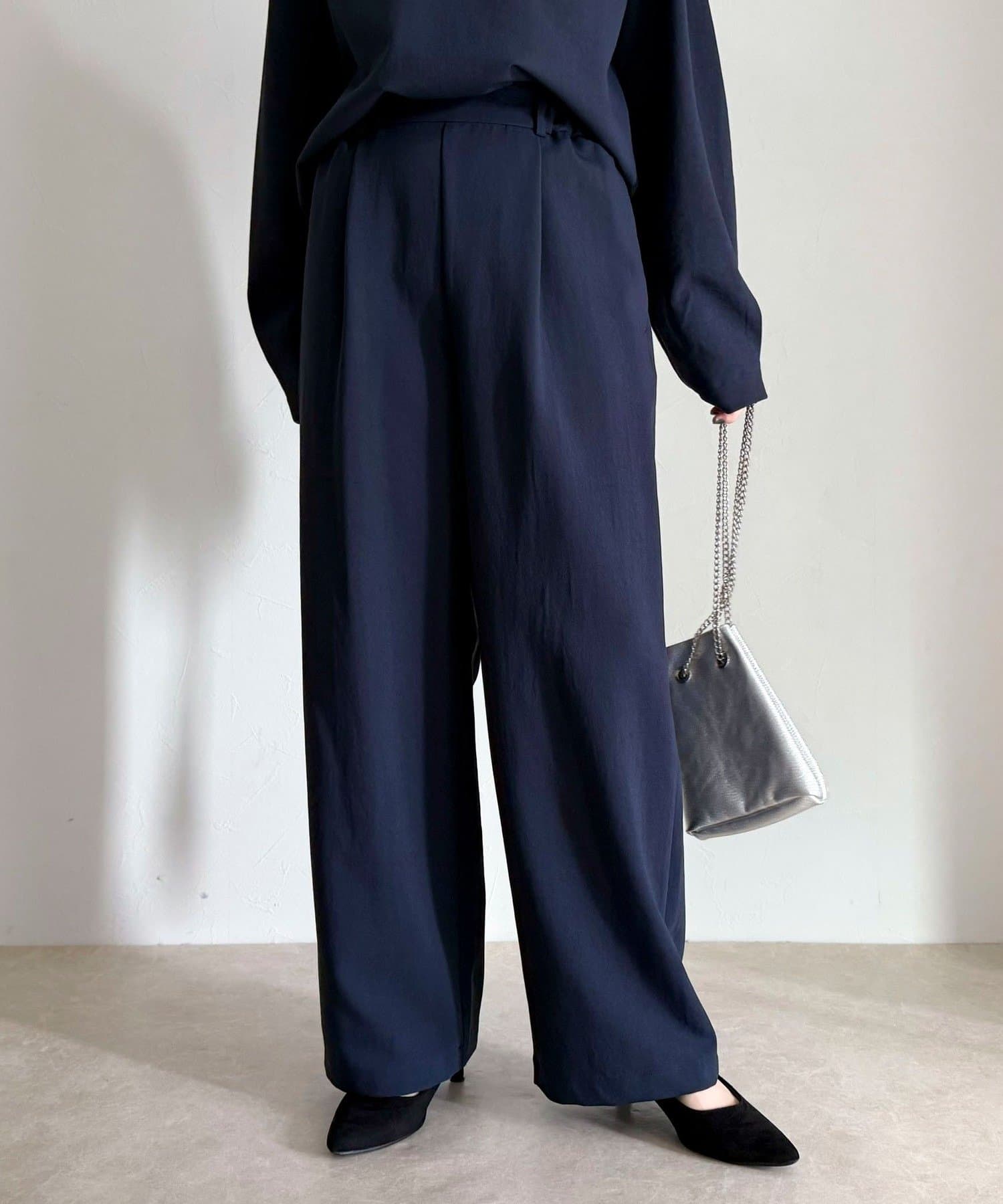 FREDY & GLOSTER(フレディ アンド グロスター) 【セットアップ対応】パウダリーツイルイージーセミワイドパンツ