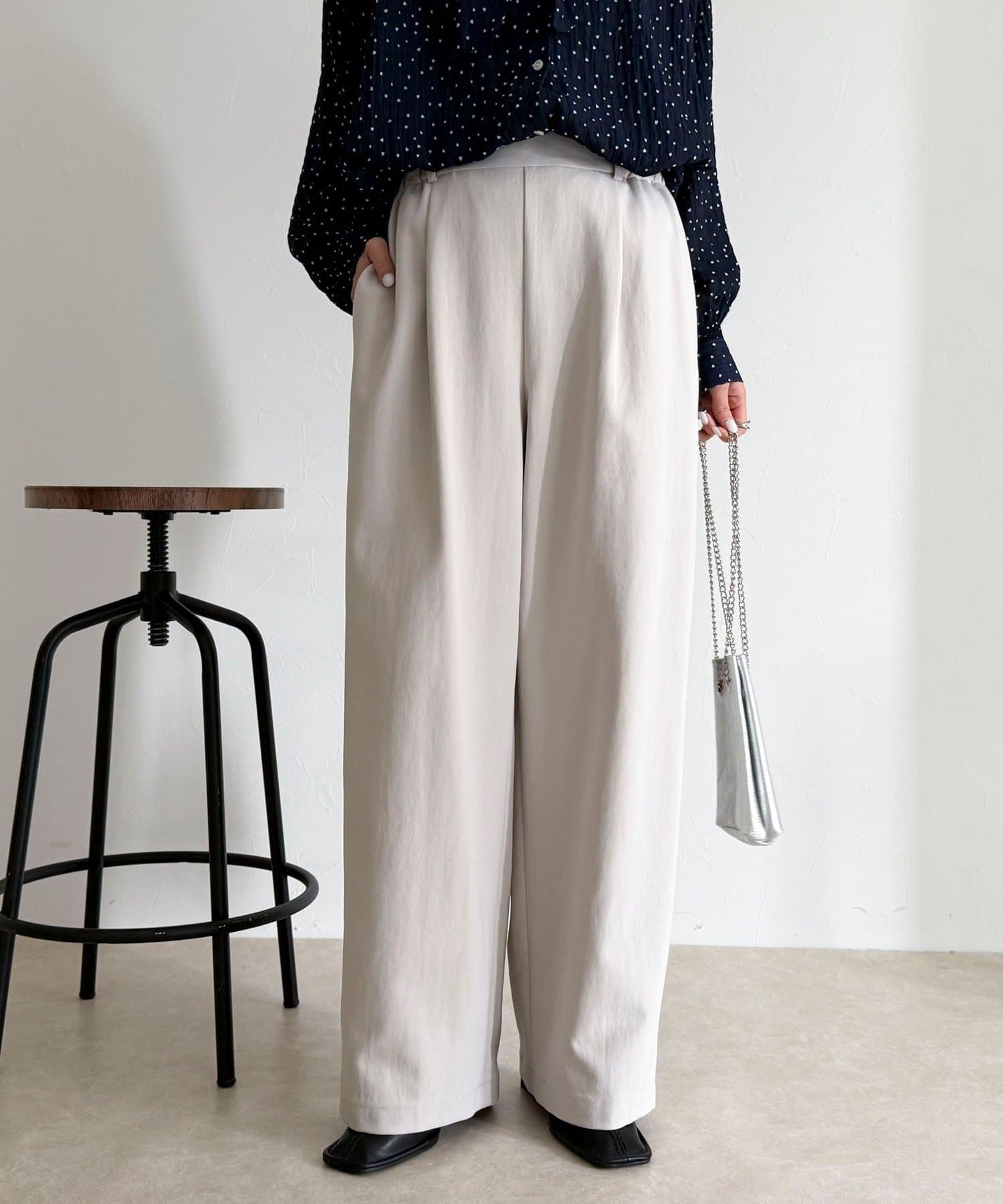 FREDY & GLOSTER(フレディ アンド グロスター) 【セットアップ対応】パウダリーツイルイージーセミワイドパンツ