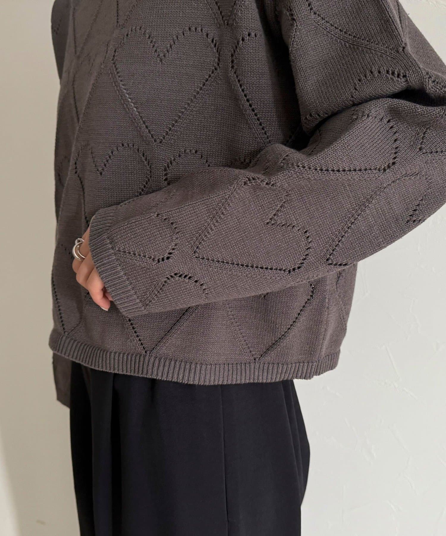 FREDY & GLOSTER(フレディ アンド グロスター) LINEN混ハート透かし柄ニット