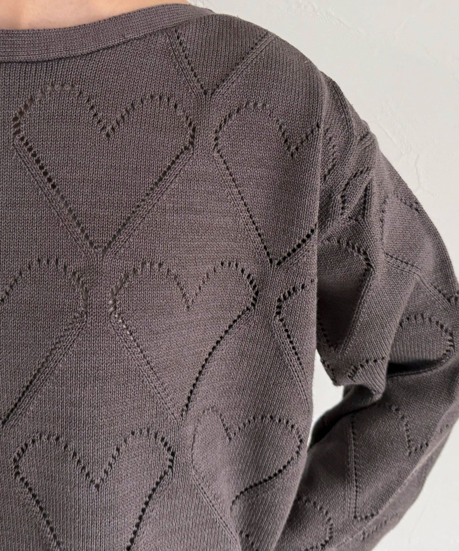 FREDY & GLOSTER(フレディ アンド グロスター) LINEN混ハート透かし柄ニット