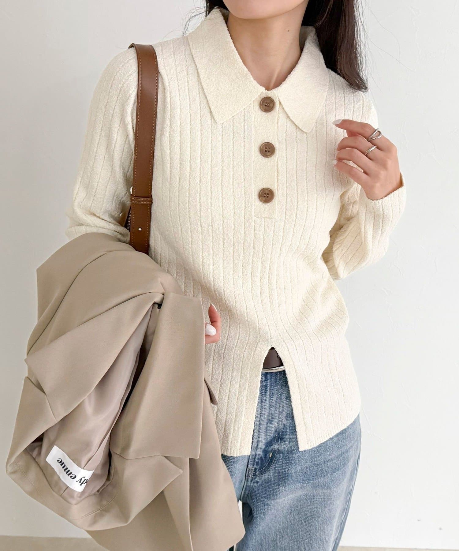 FREDY & GLOSTER(フレディ アンド グロスター) センタースリット衿付きプルオーバー