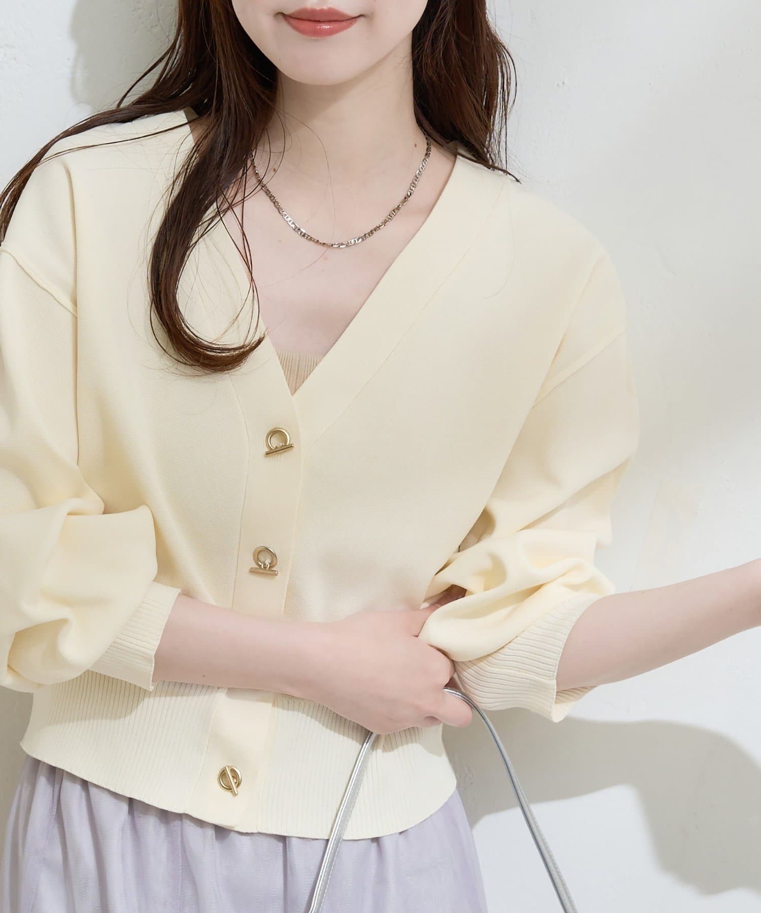 natural couture(ナチュラルクチュール) プチプラハトメバー釦カーデ