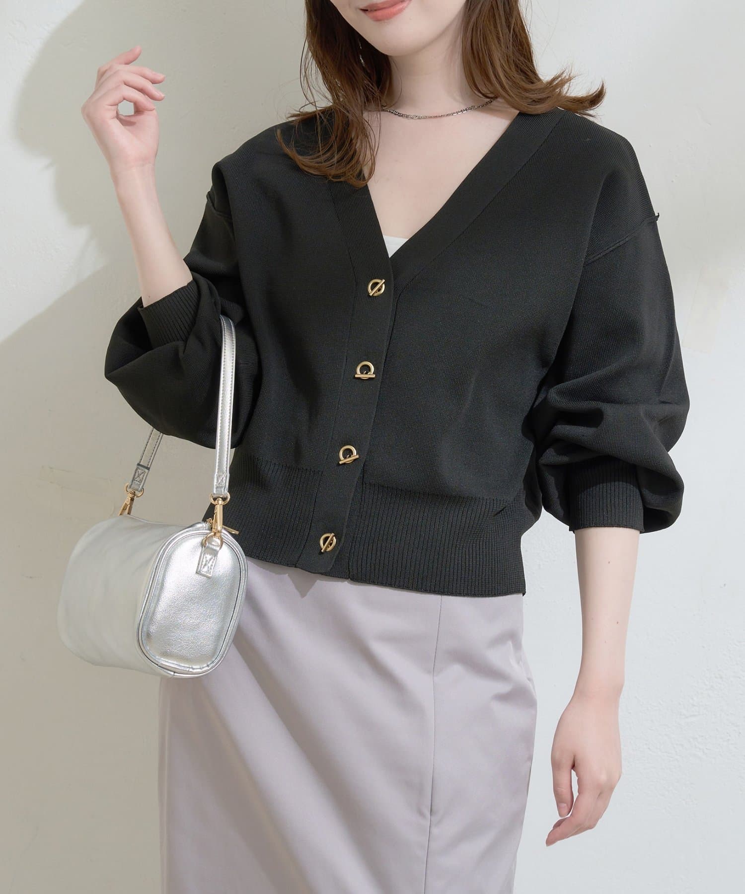 natural couture(ナチュラルクチュール) プチプラハトメバー釦カーデ