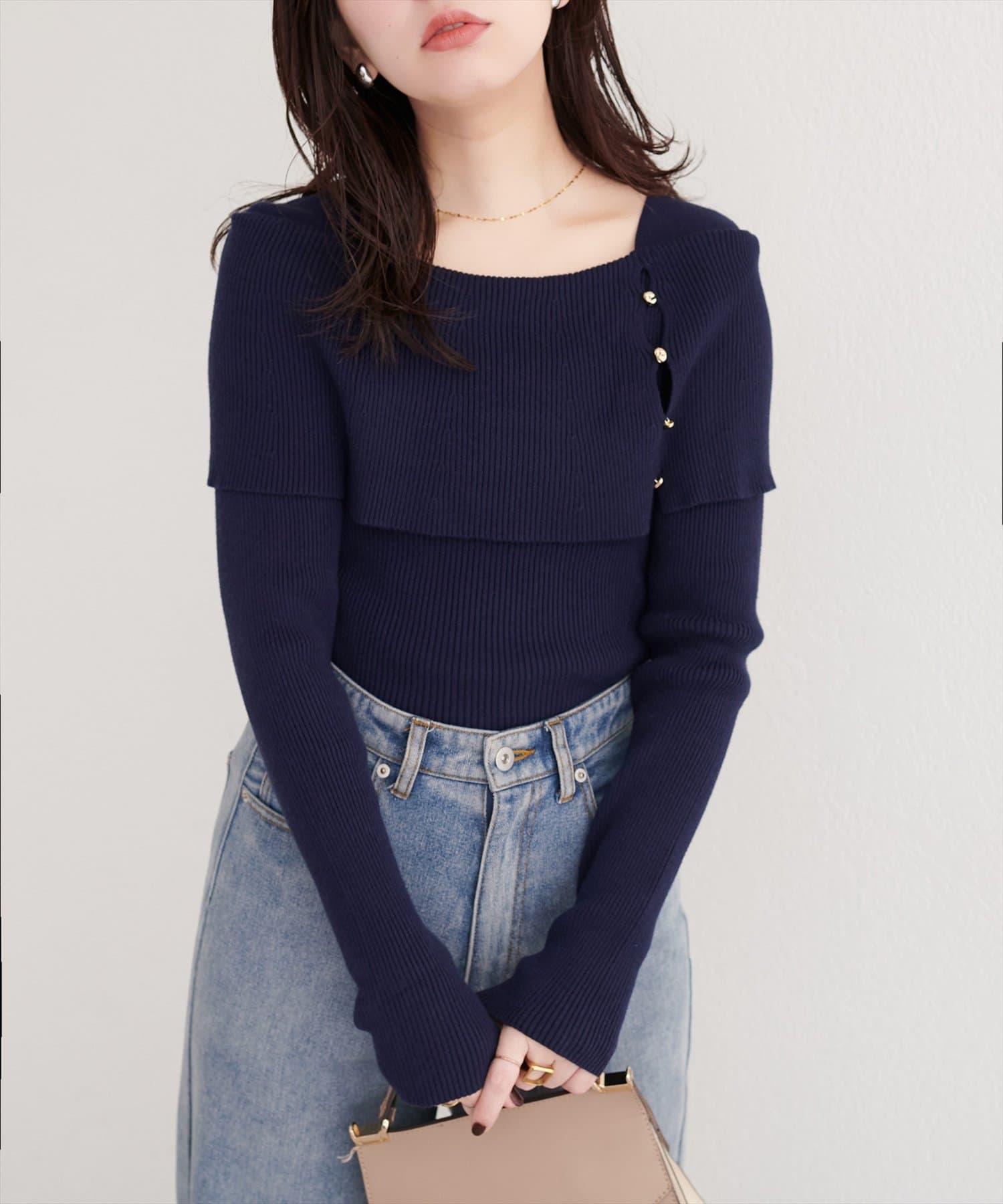 natural couture(ナチュラルクチュール) オフショルデザインニット