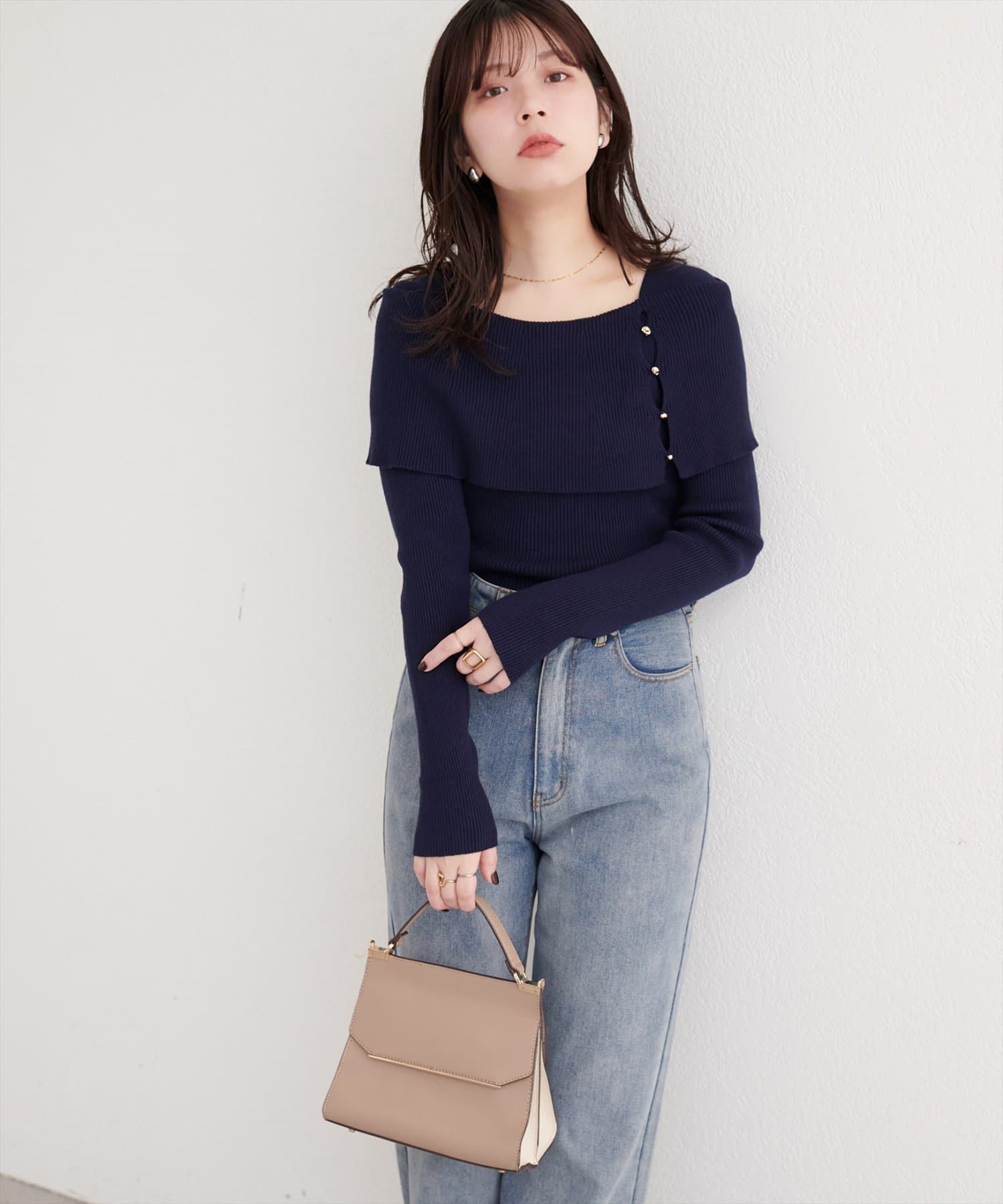 natural couture(ナチュラルクチュール) オフショルデザインニット