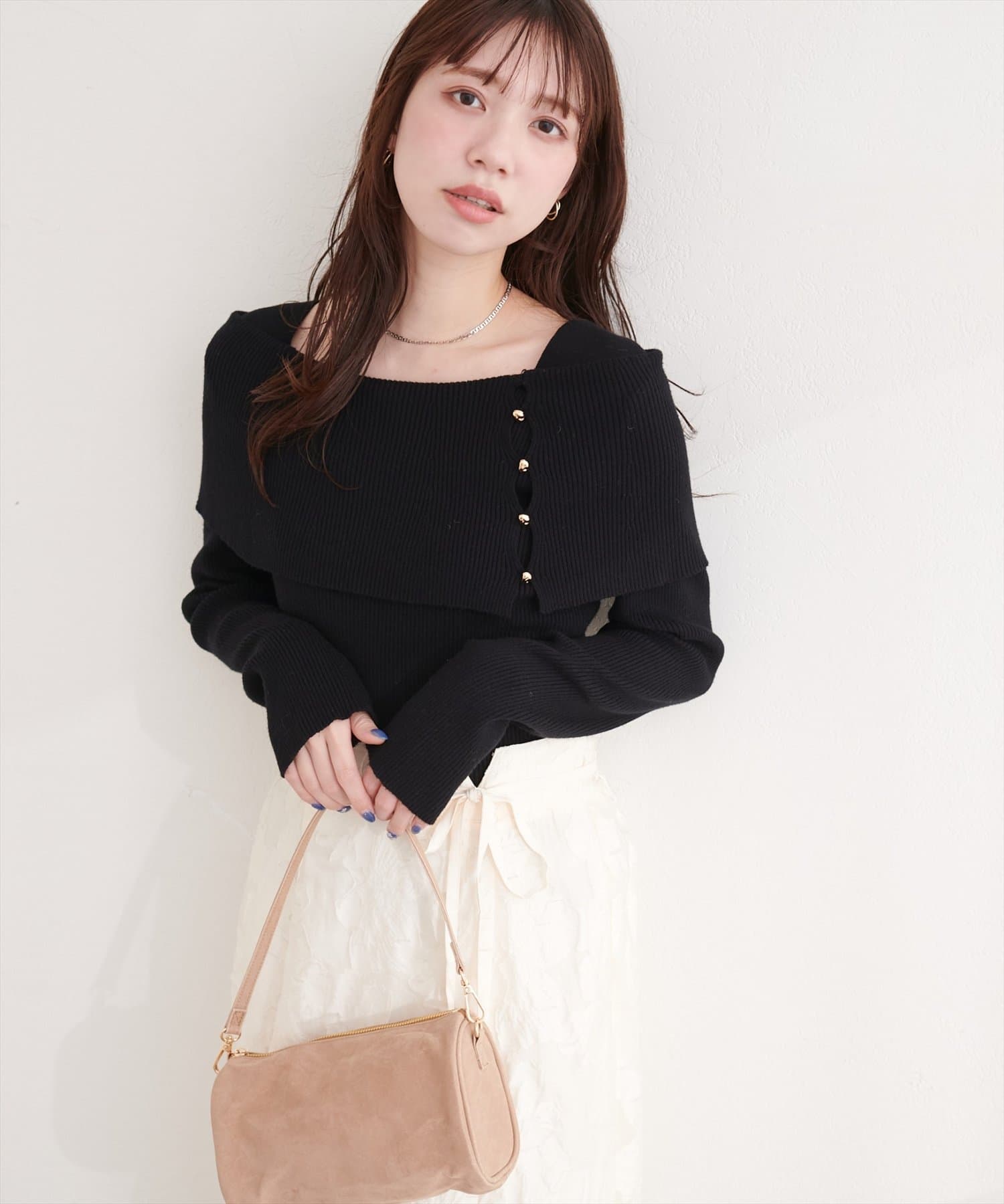 natural couture(ナチュラルクチュール) オフショルデザインニット