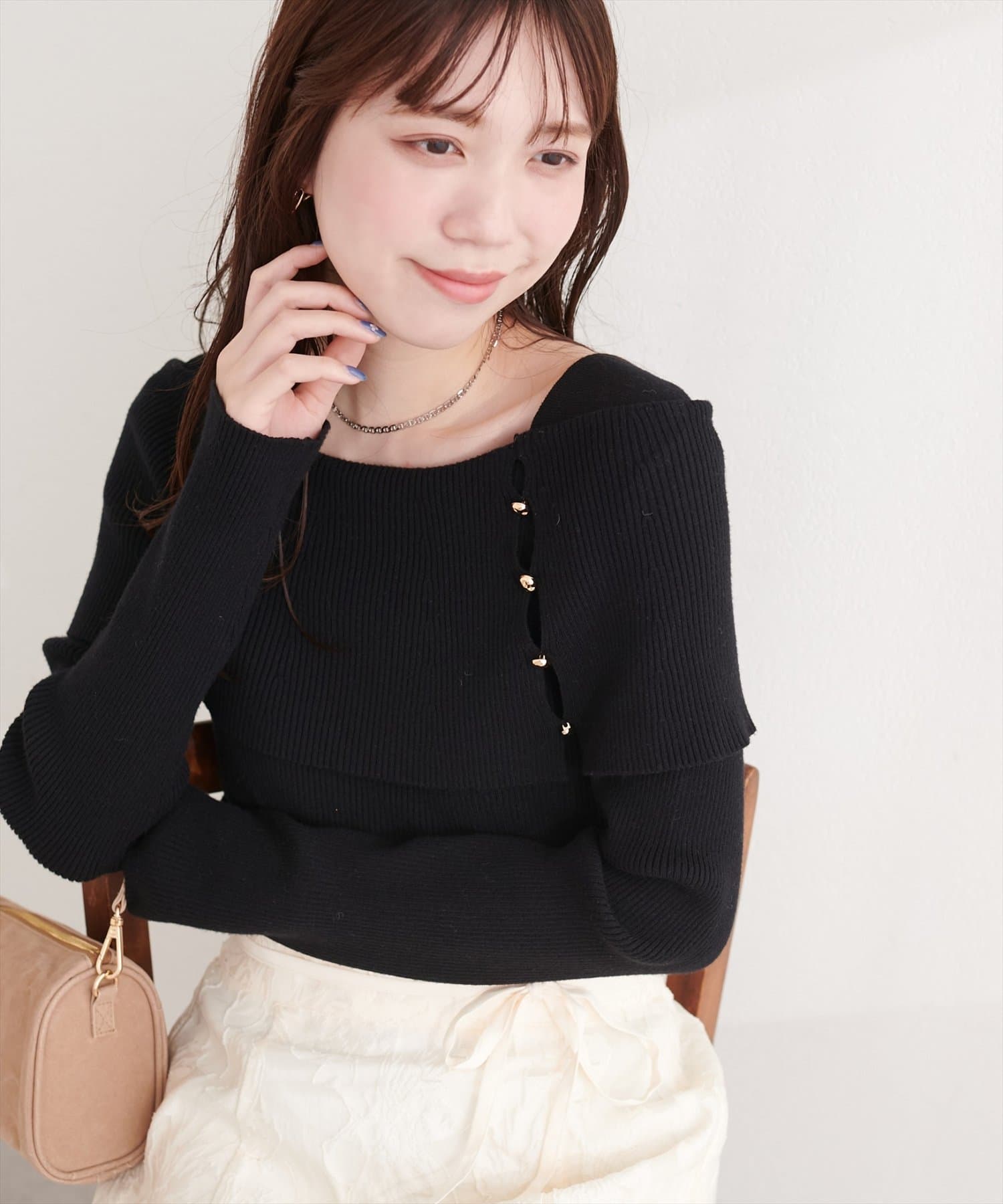 natural couture(ナチュラルクチュール) オフショルデザインニット