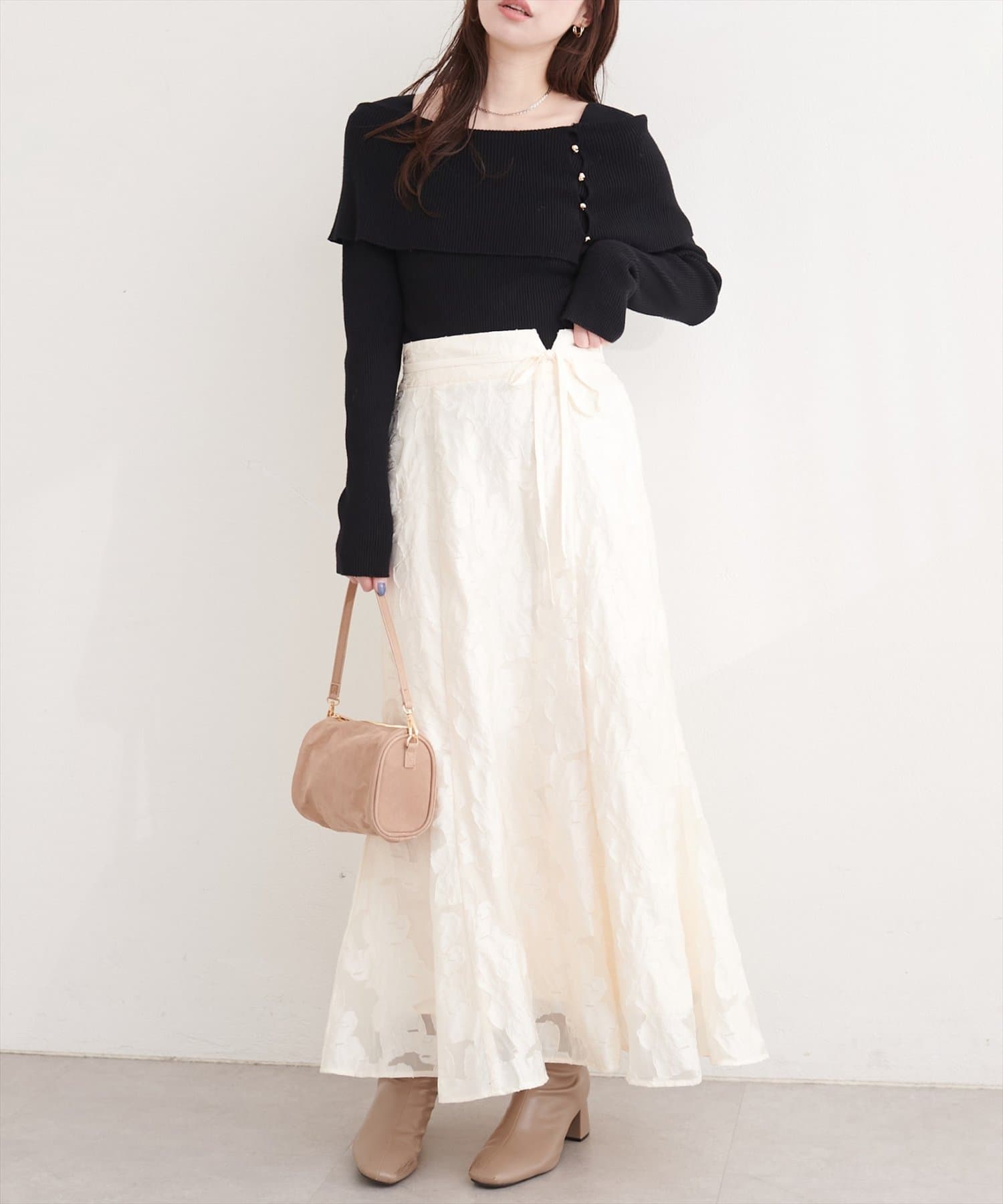 natural couture(ナチュラルクチュール) オフショルデザインニット