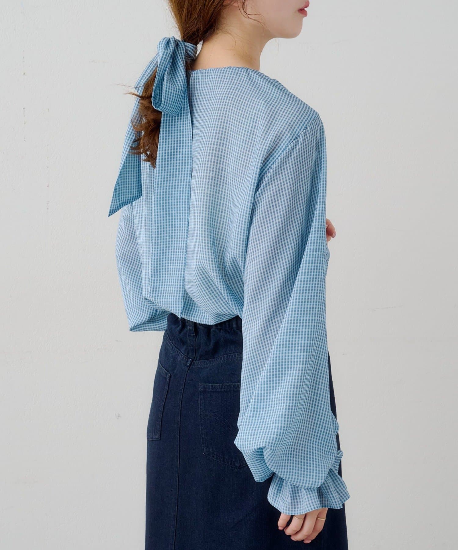 Kastane(カスタネ) 【3.12(木)12:00発売/2WAY】B シアーチェックボウタイブラウス