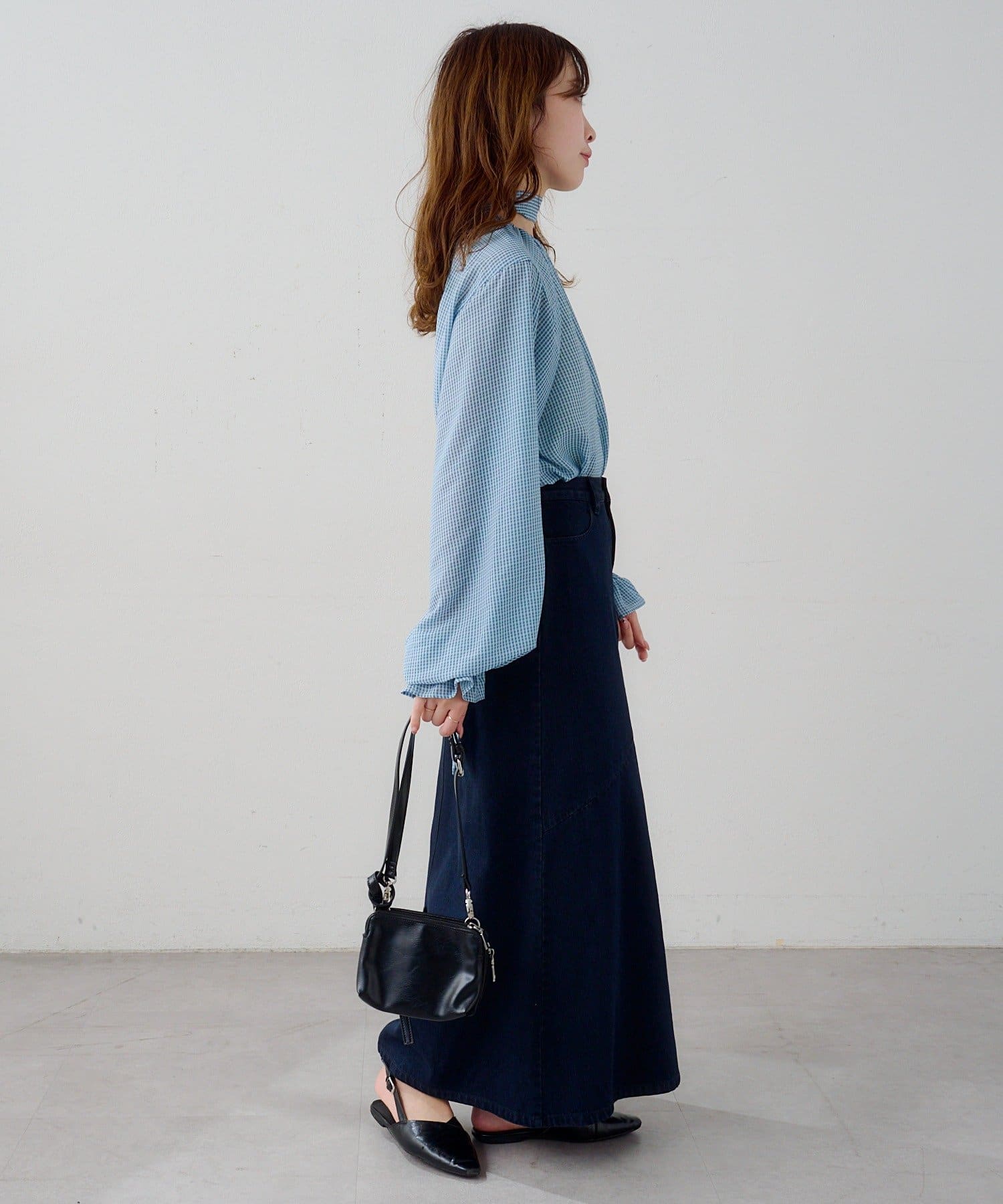 Kastane(カスタネ) 【3.12(木)12:00発売/2WAY】B シアーチェックボウタイブラウス