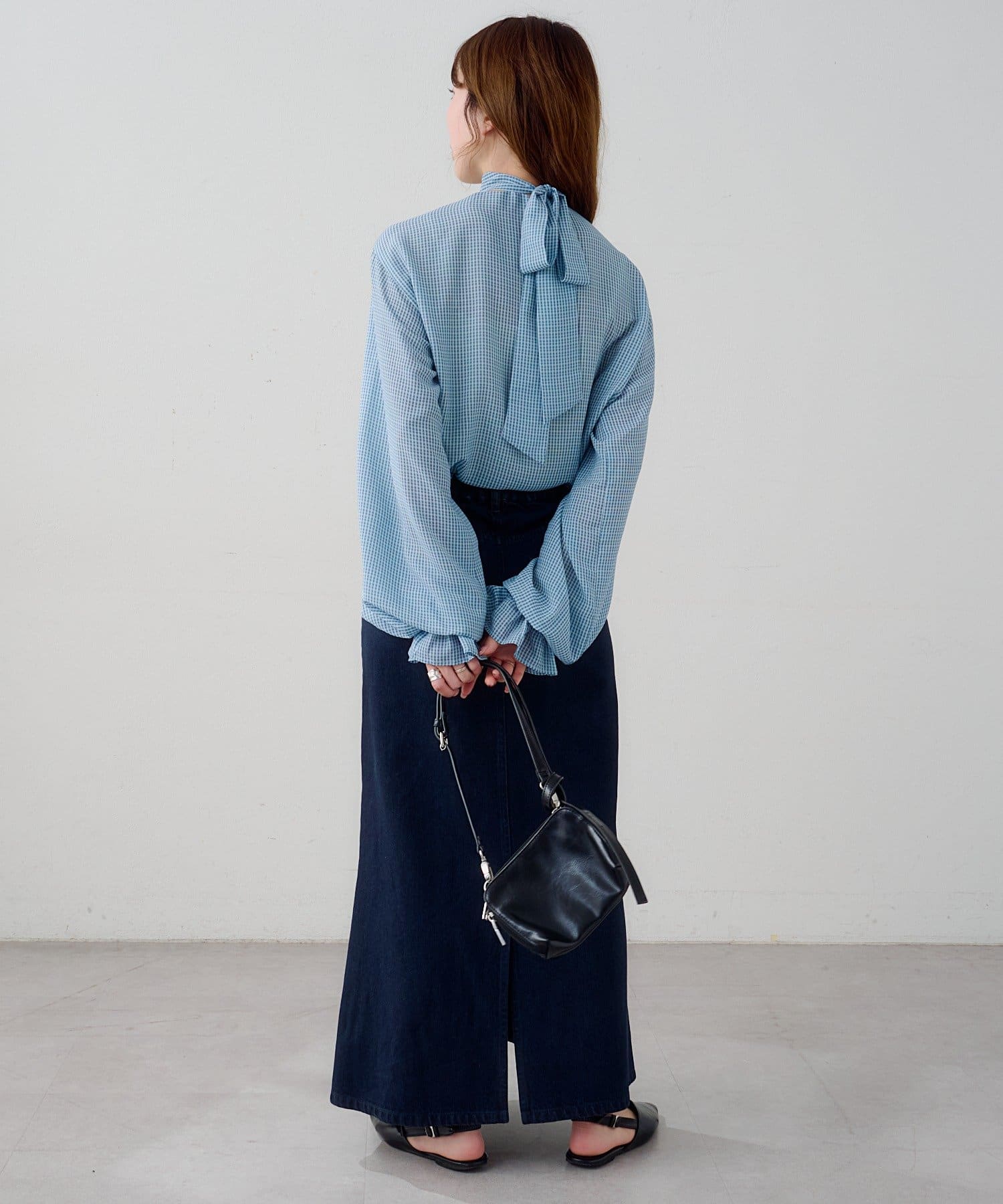 Kastane(カスタネ) 【3.12(木)12:00発売/2WAY】B シアーチェックボウタイブラウス