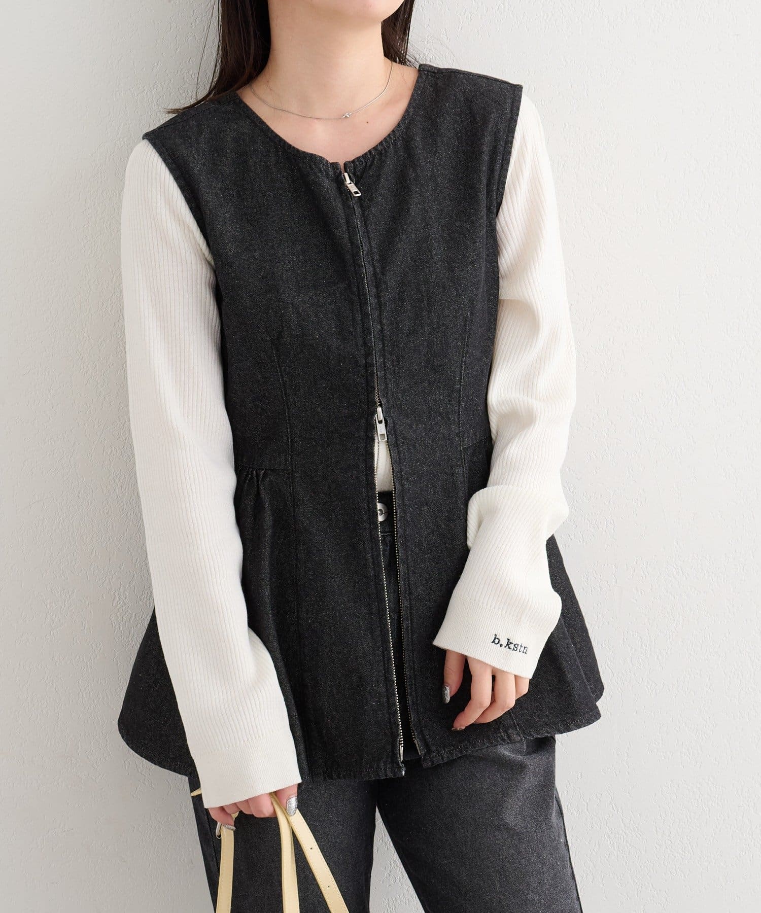 Kastane(カスタネ) 【セットアップ対応】B デニムペプラムビスチェ