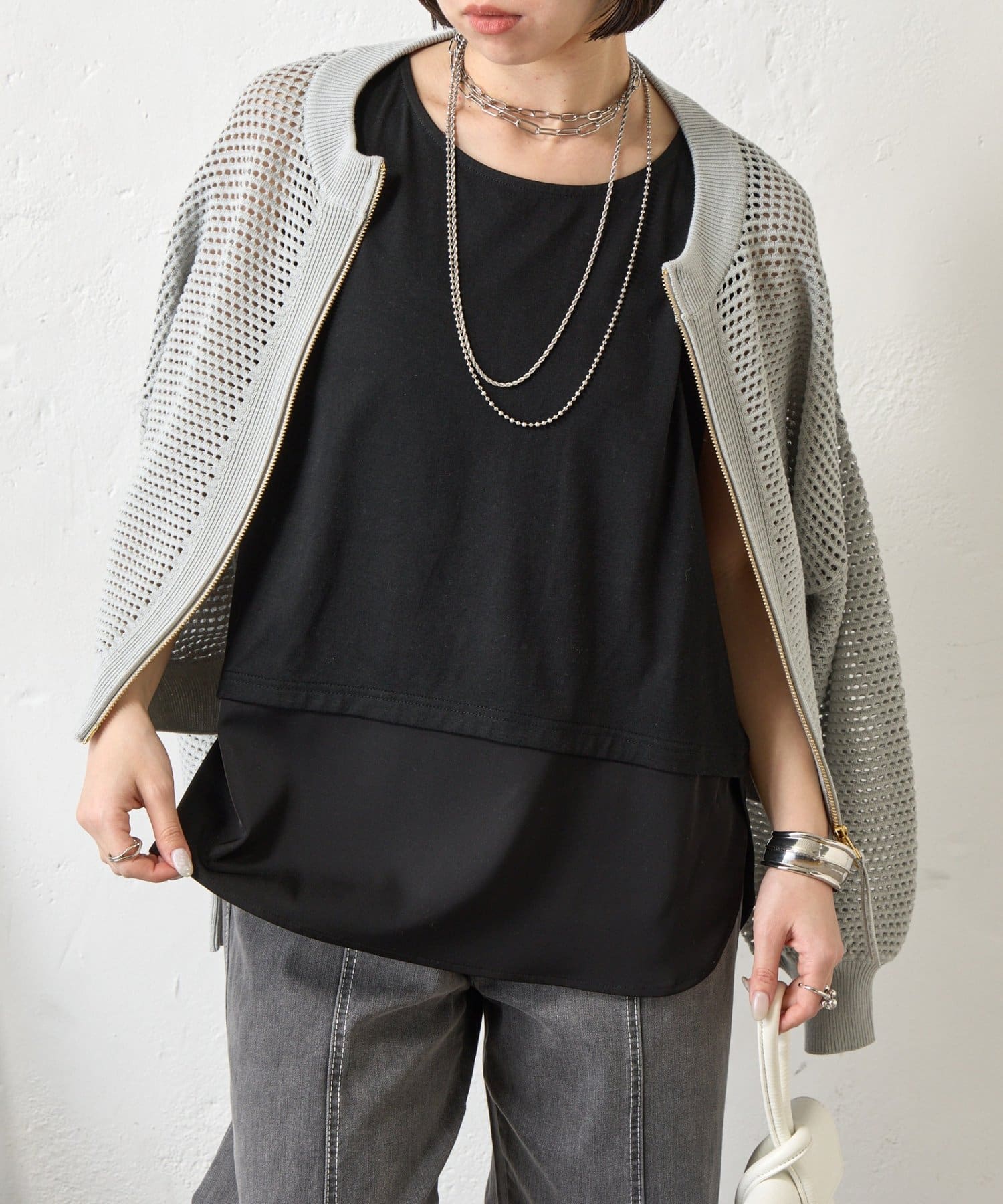 Jena　espace merveilleux(ジェナ　エスパスメルヴェイユ) 【着回し力◎/レイヤードに最適】裾ツイルタンクトップ