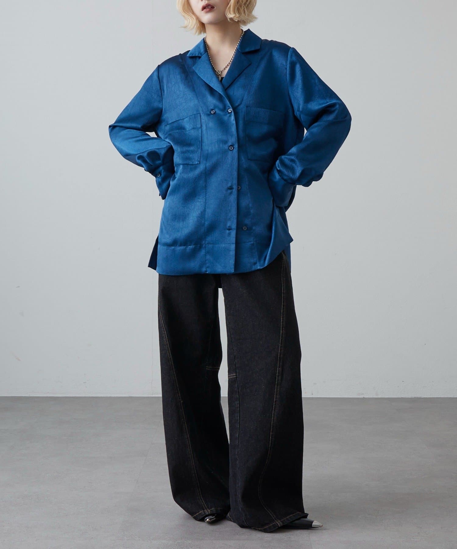 Lui's(ルイス) サテンジャケットライクシャツ