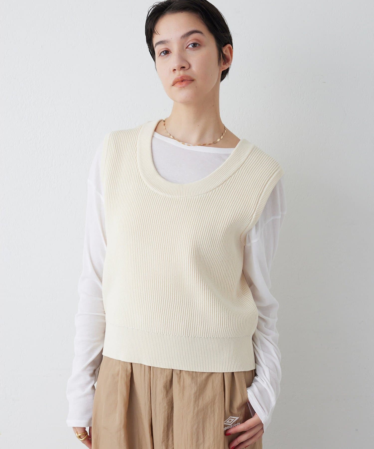 Whim Gazette(ウィム ガゼット) 【THE PAUSE】両畦ノースリーブニット