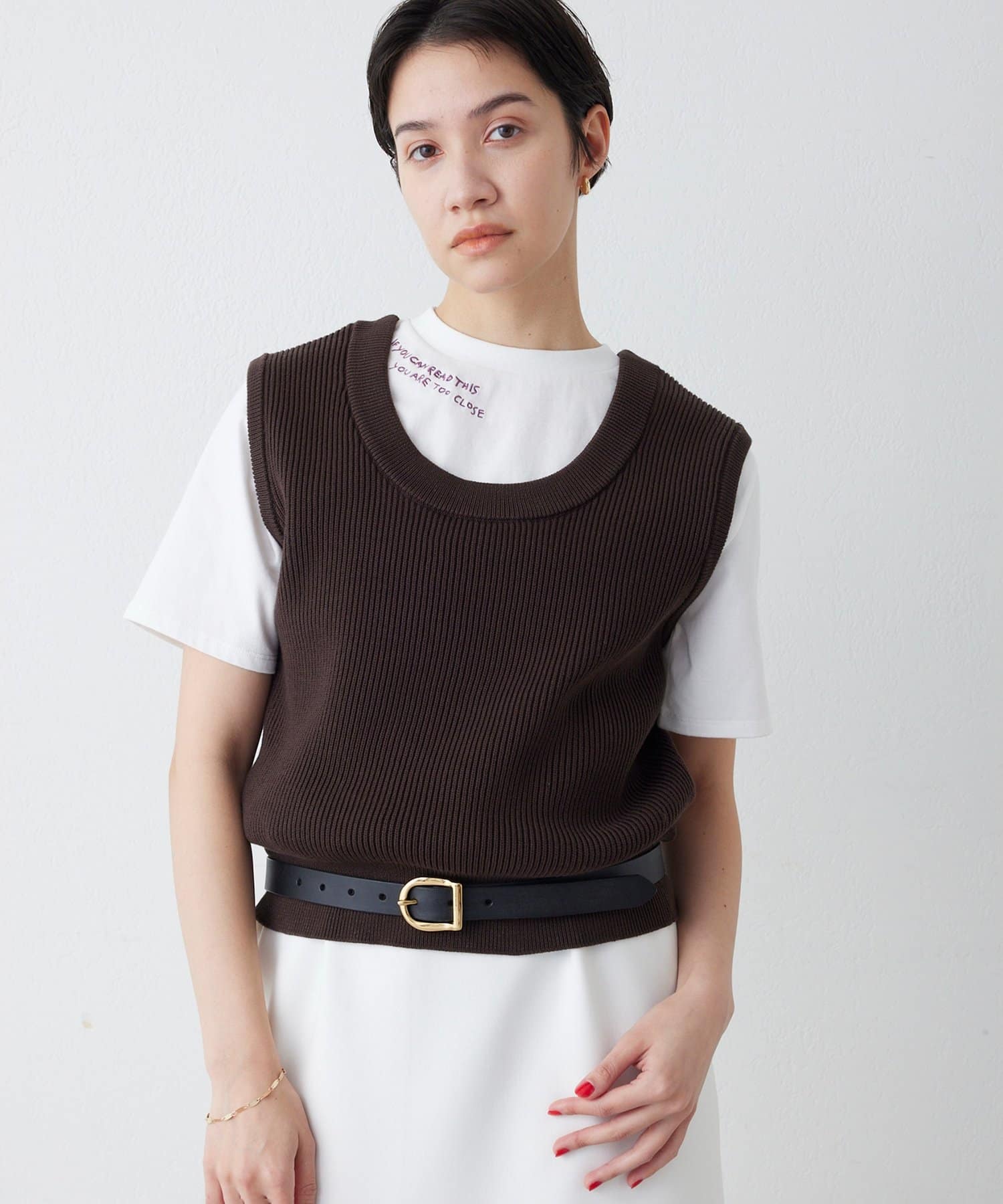 Whim Gazette(ウィム ガゼット) 【THE PAUSE】両畦ノースリーブニット