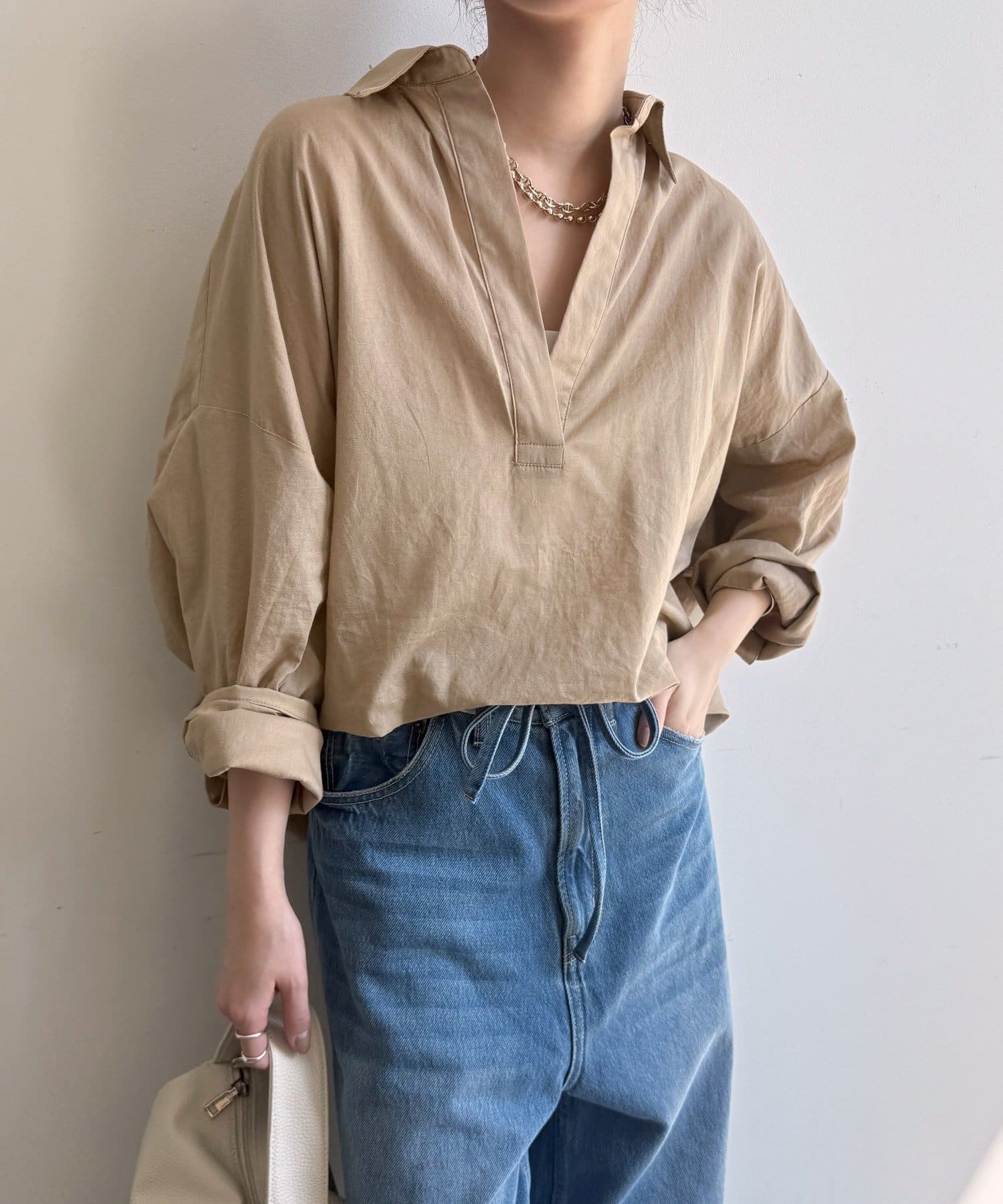 DOUDOU(ドゥドゥ) シアーリネンスキッパーシャツ