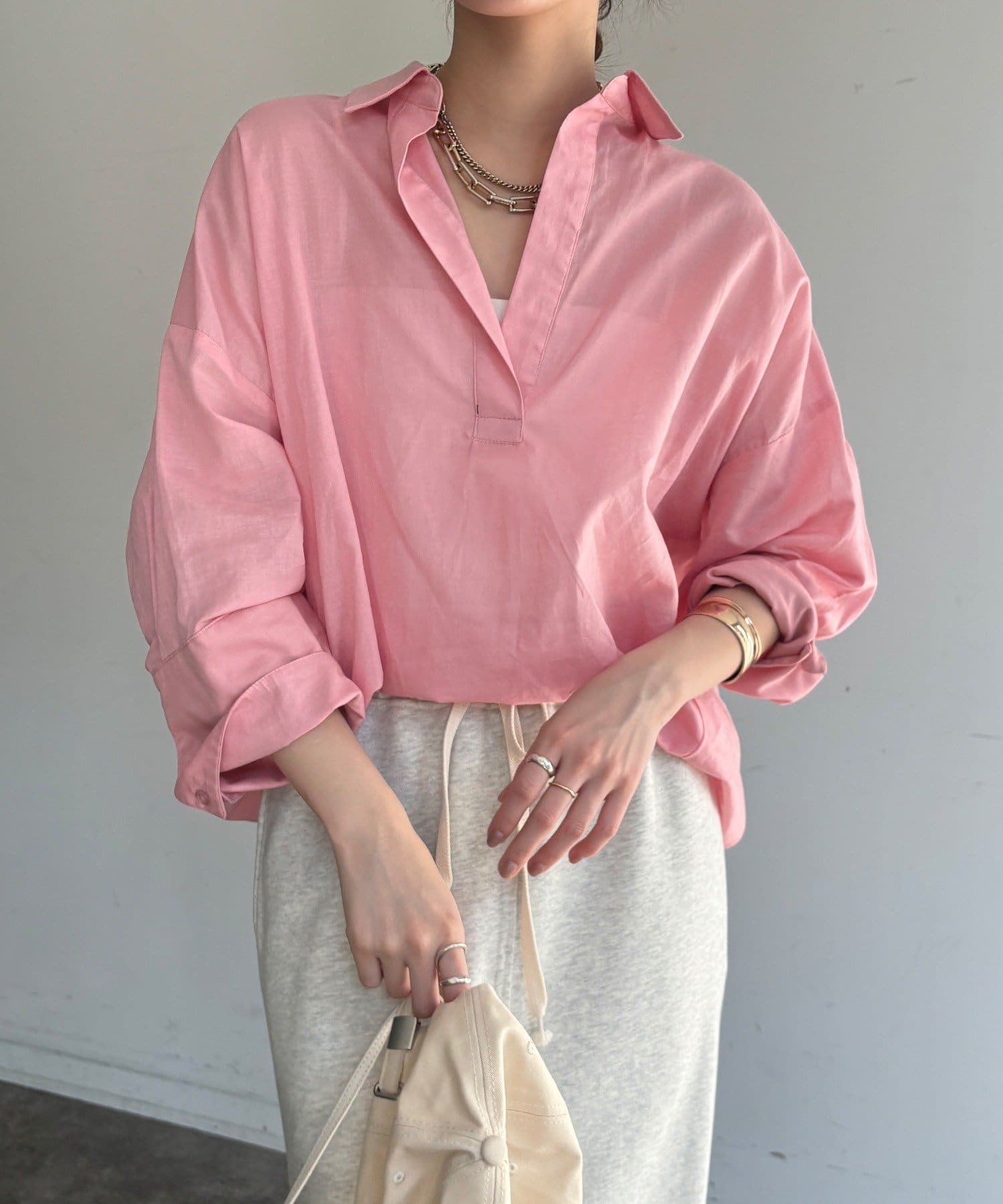 DOUDOU(ドゥドゥ) シアーリネンスキッパーシャツ