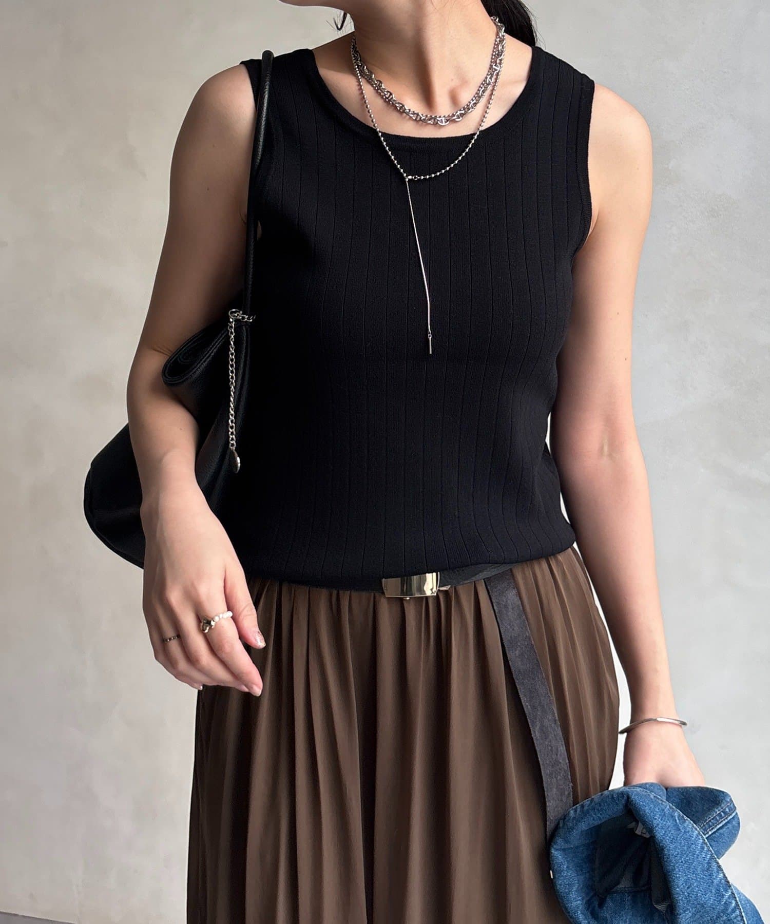 DOUDOU(ドゥドゥ) ヘンリーネック前後2WAYニットタンク