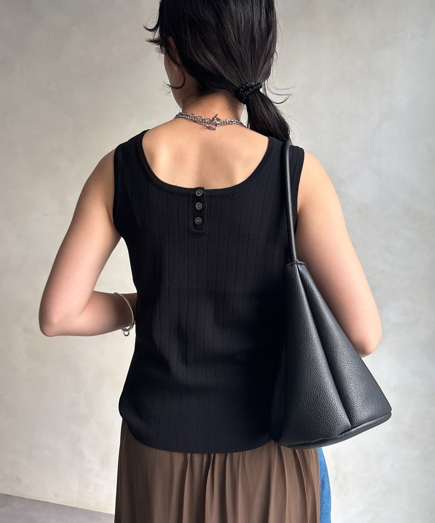 DOUDOU(ドゥドゥ) ヘンリーネック前後2WAYニットタンク